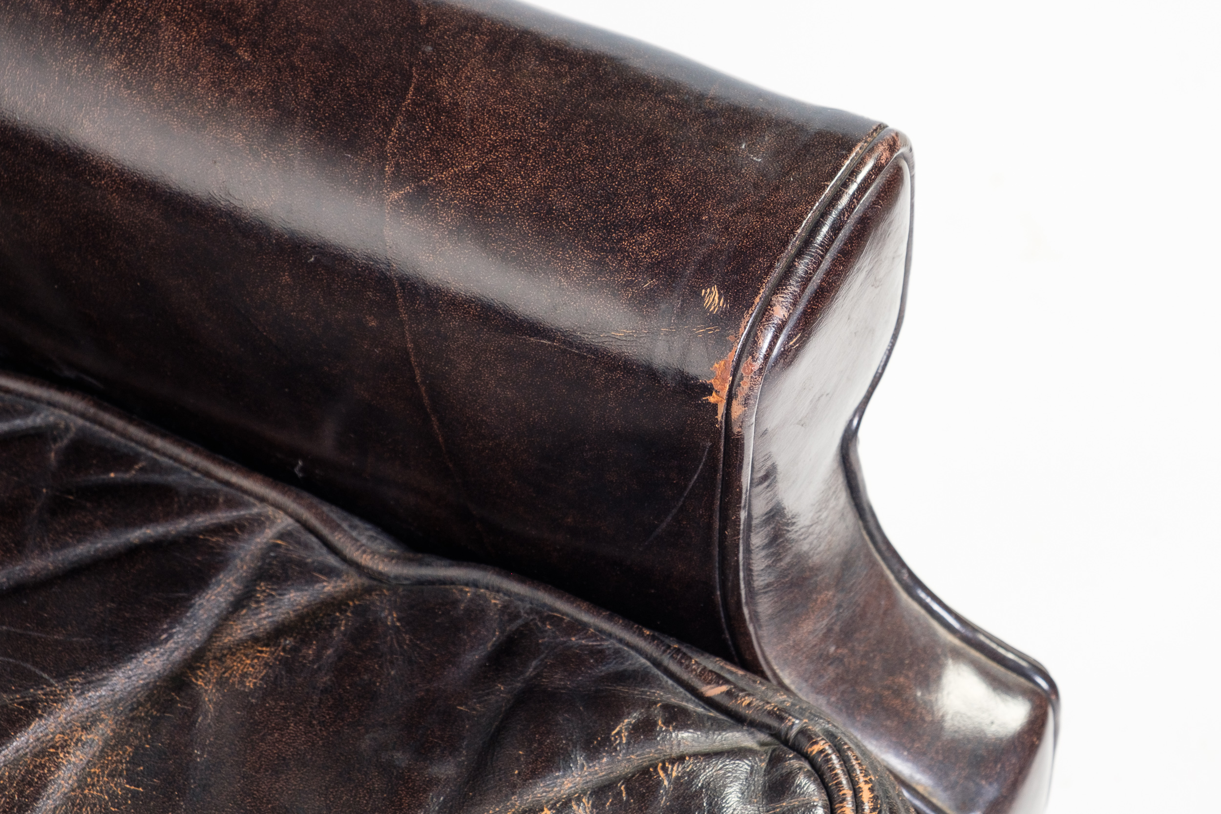 Vintage Leather Armchair and Ottoman by Hickory Chair Company