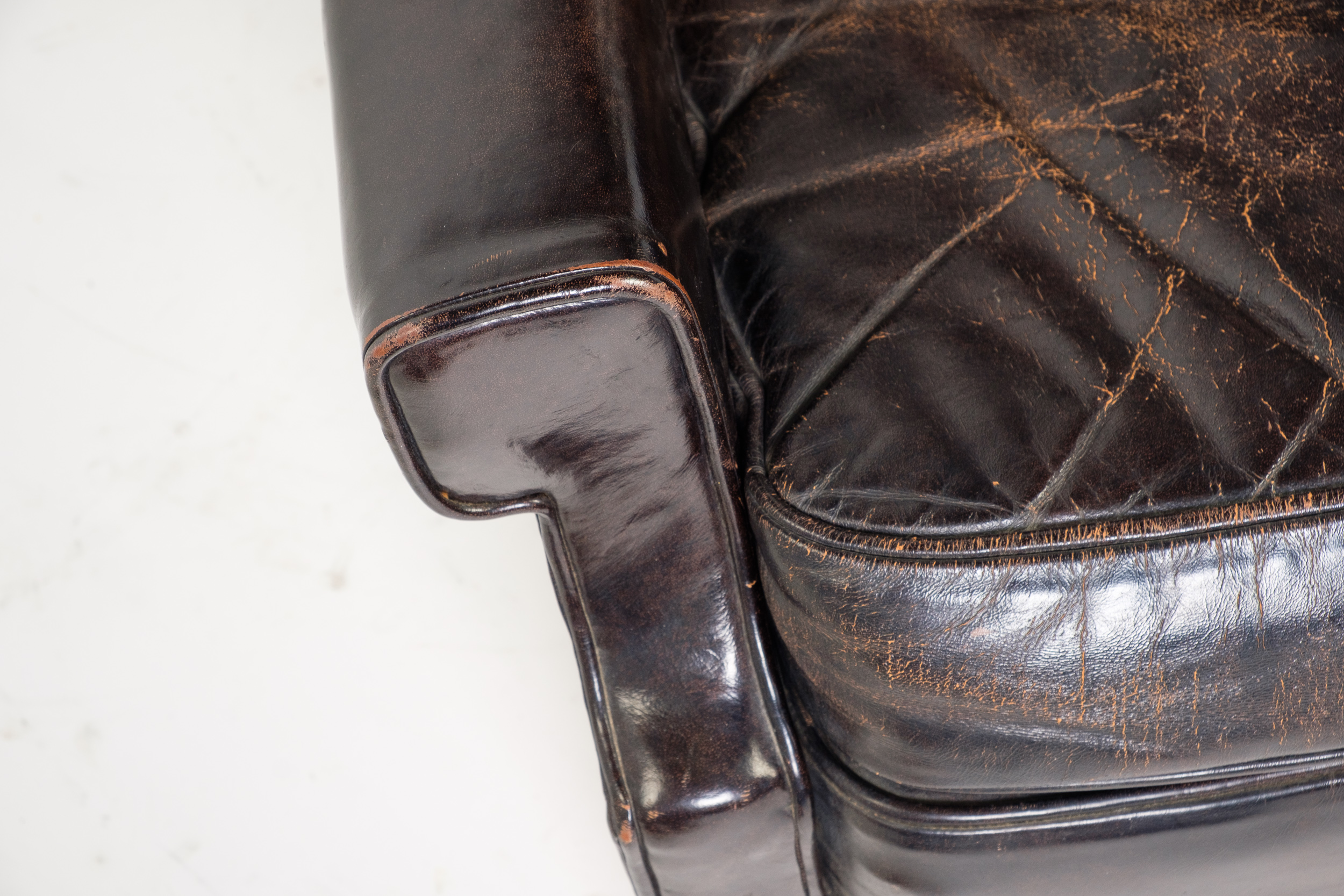 Vintage Leather Armchair and Ottoman by Hickory Chair Company