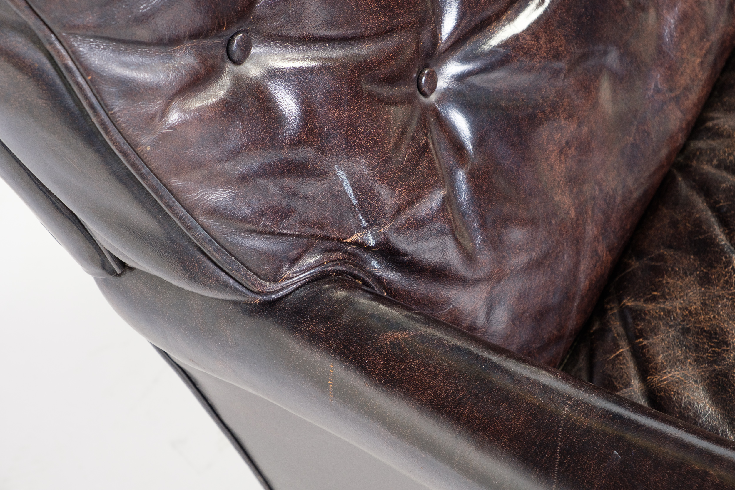 Vintage Leather Armchair and Ottoman by Hickory Chair Company