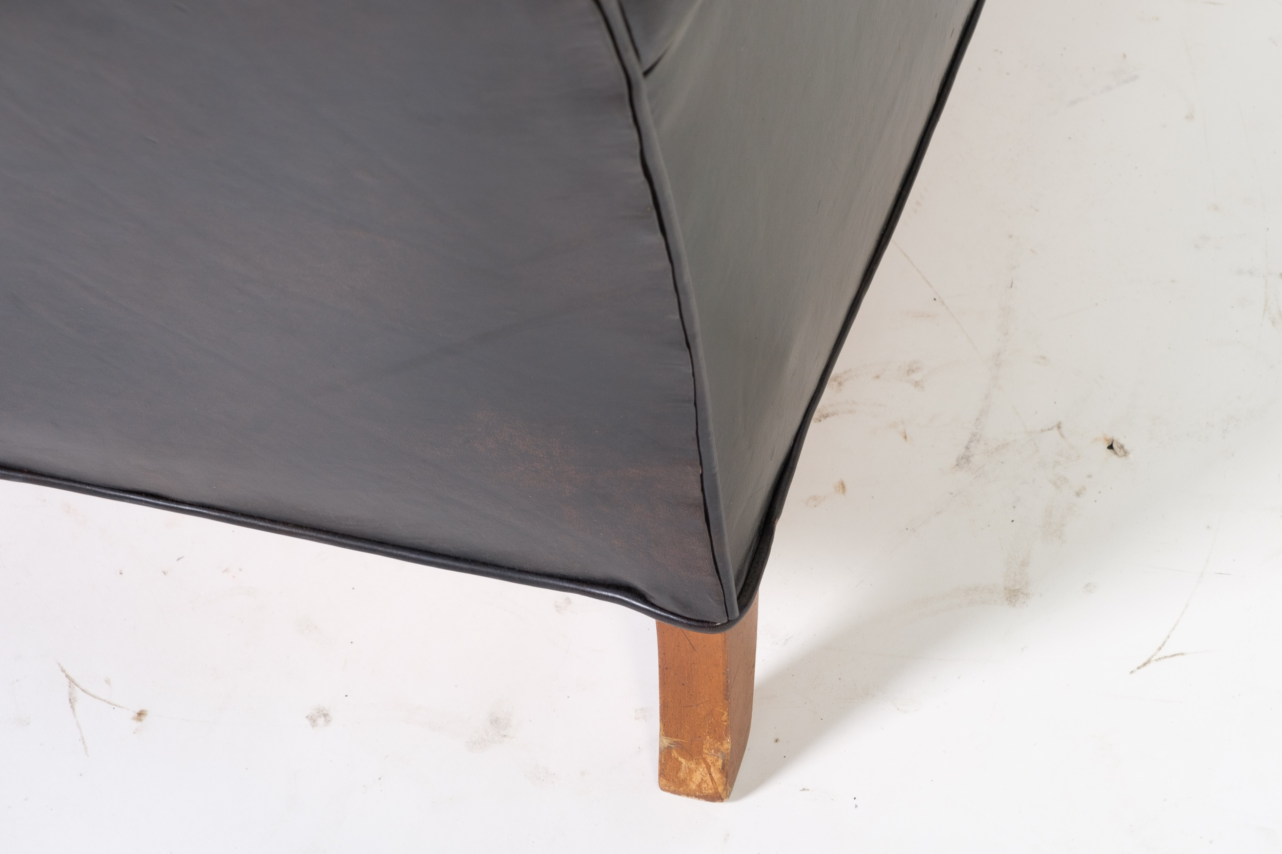 Vintage Leather Armchair and Ottoman by Hickory Chair Company