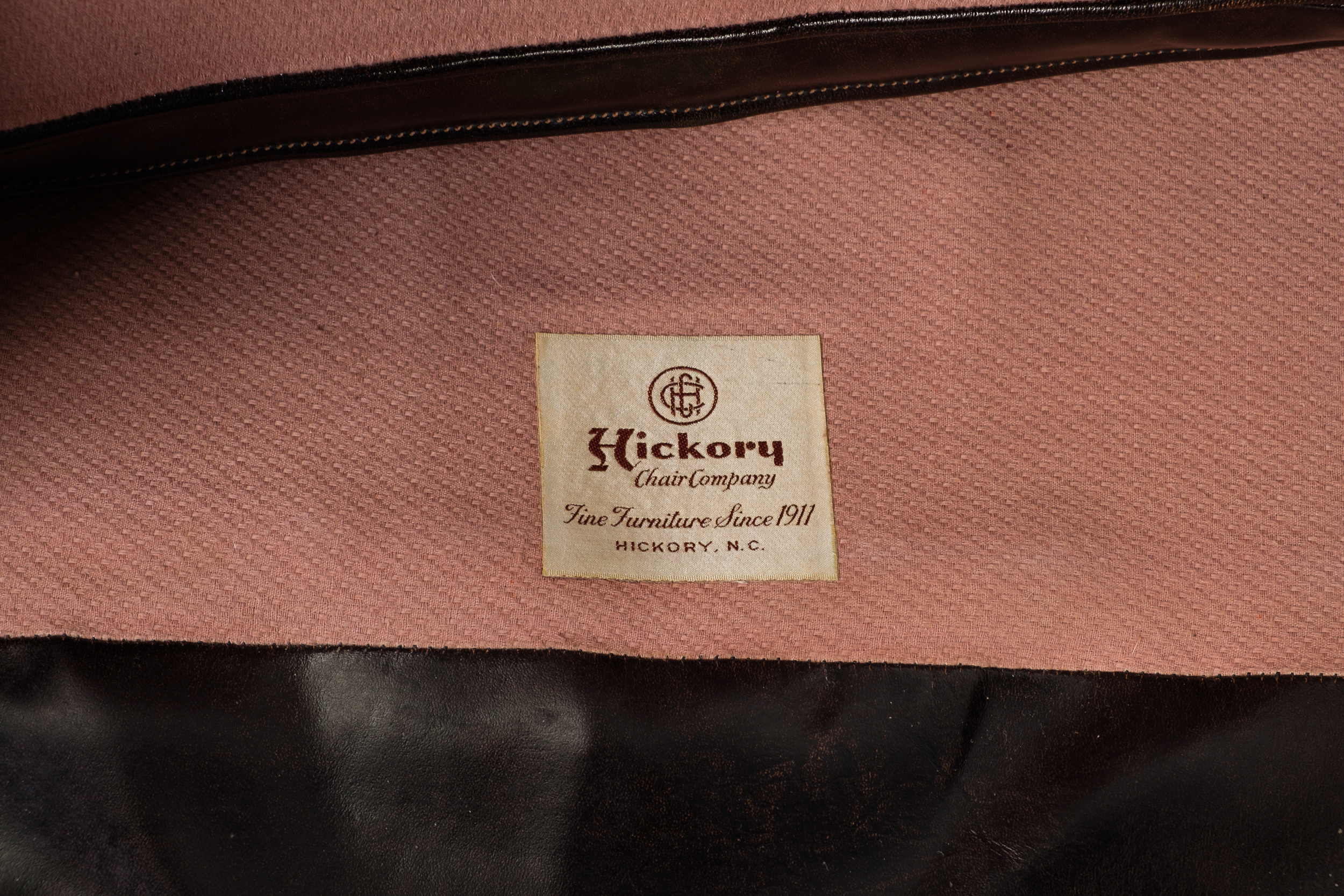 Vintage Leather Armchair and Ottoman by Hickory Chair Company