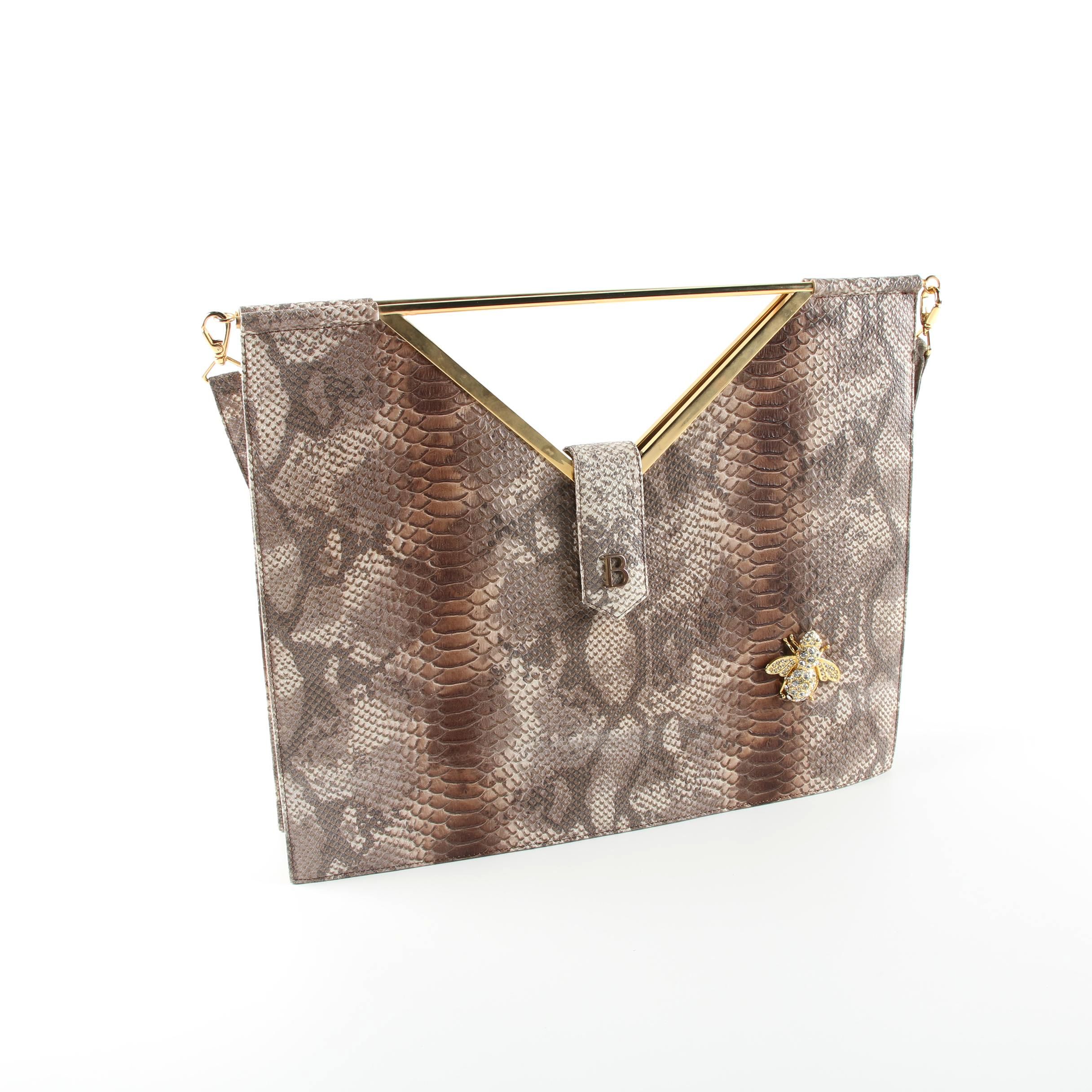 Bencivenga Couture Snakeskin Embossed Leather Handbag