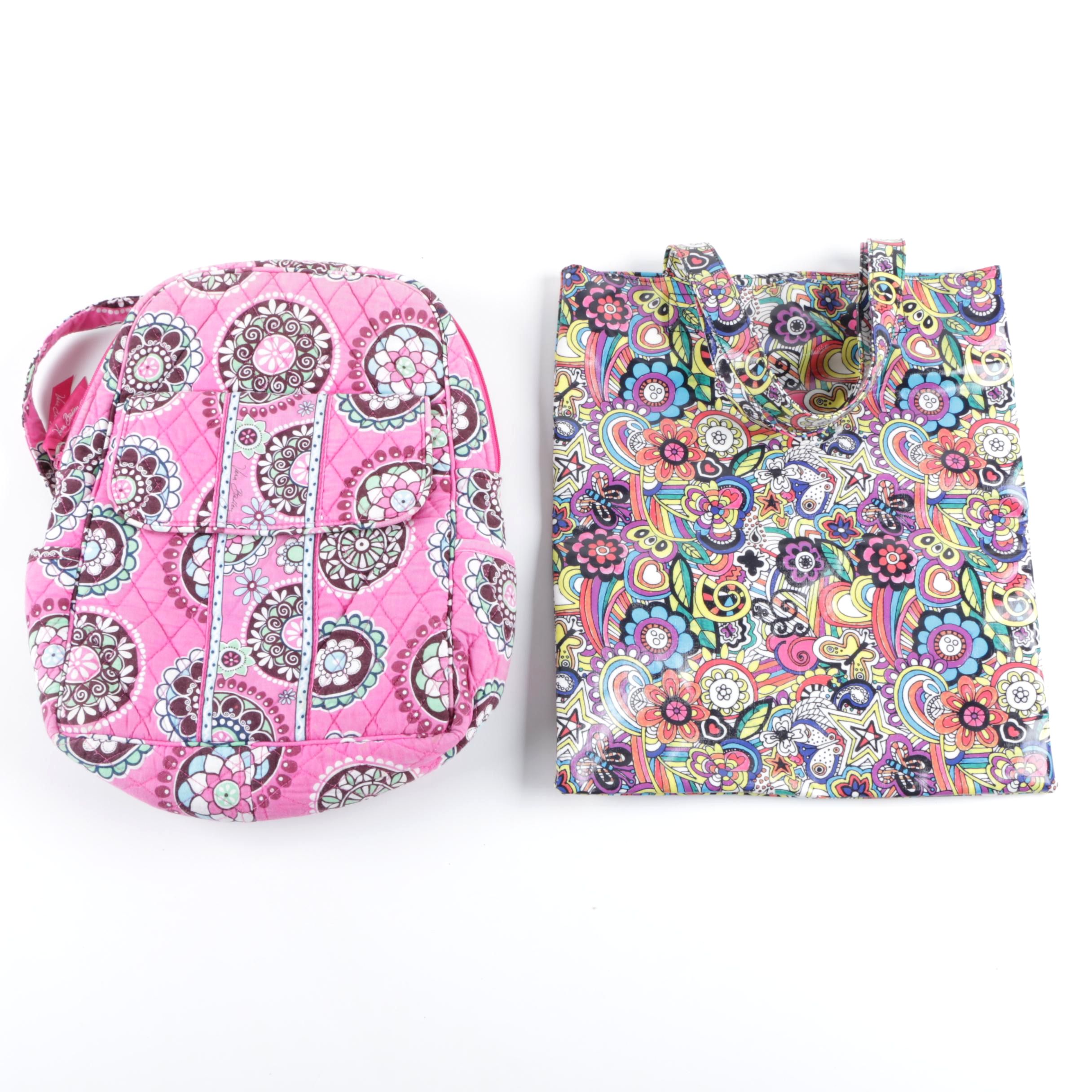 Vera Bradley “Pink Cupcakes” Backpack Purse and Paperchase Tote Bag