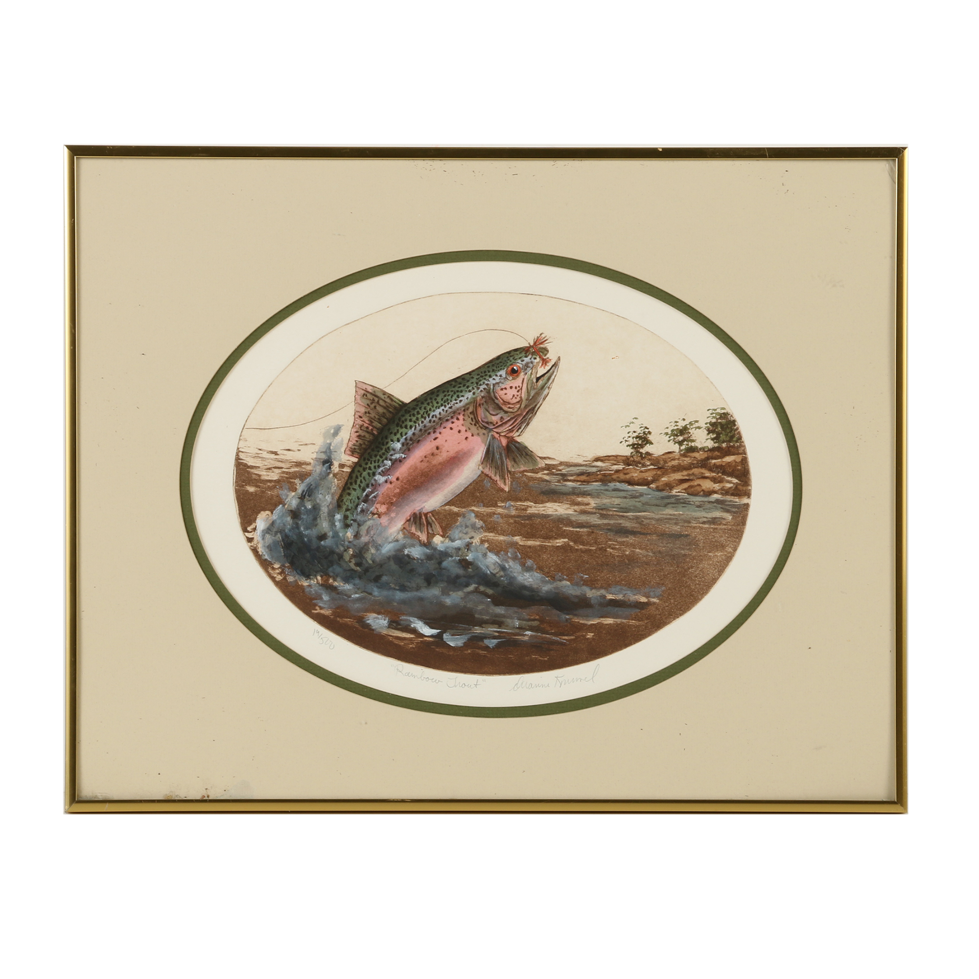 Dianne Krumel Late 20th-Century Etching "Rainbow Trout"