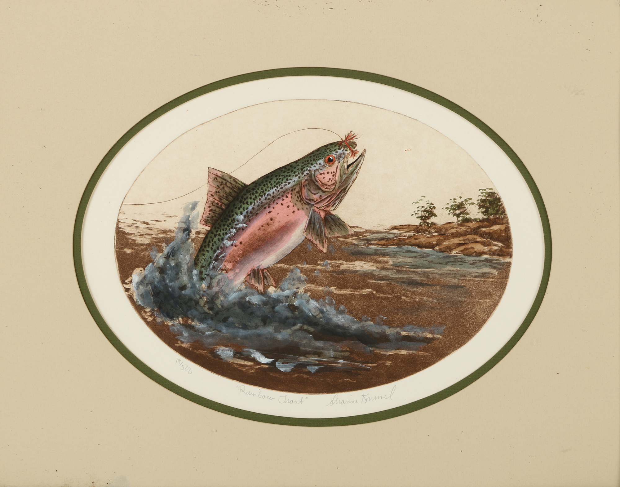 Dianne Krumel Late 20th-Century Etching "Rainbow Trout"