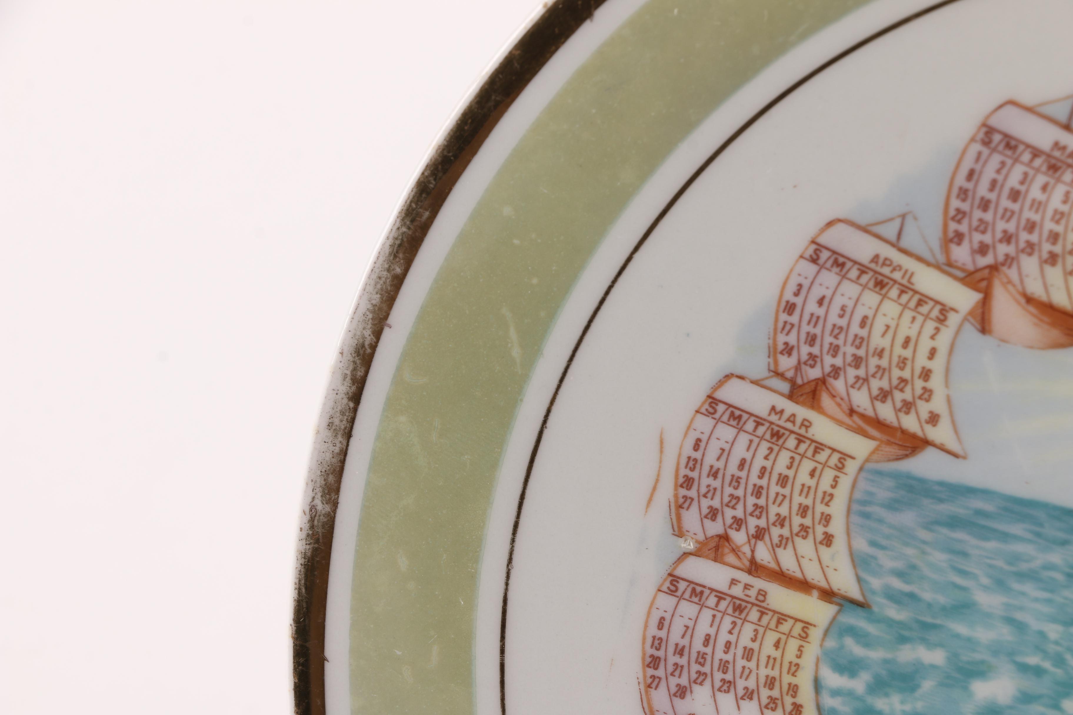 Antique Promotional Pope Gosser 1910 Calendar Plate with Lighthouse Design