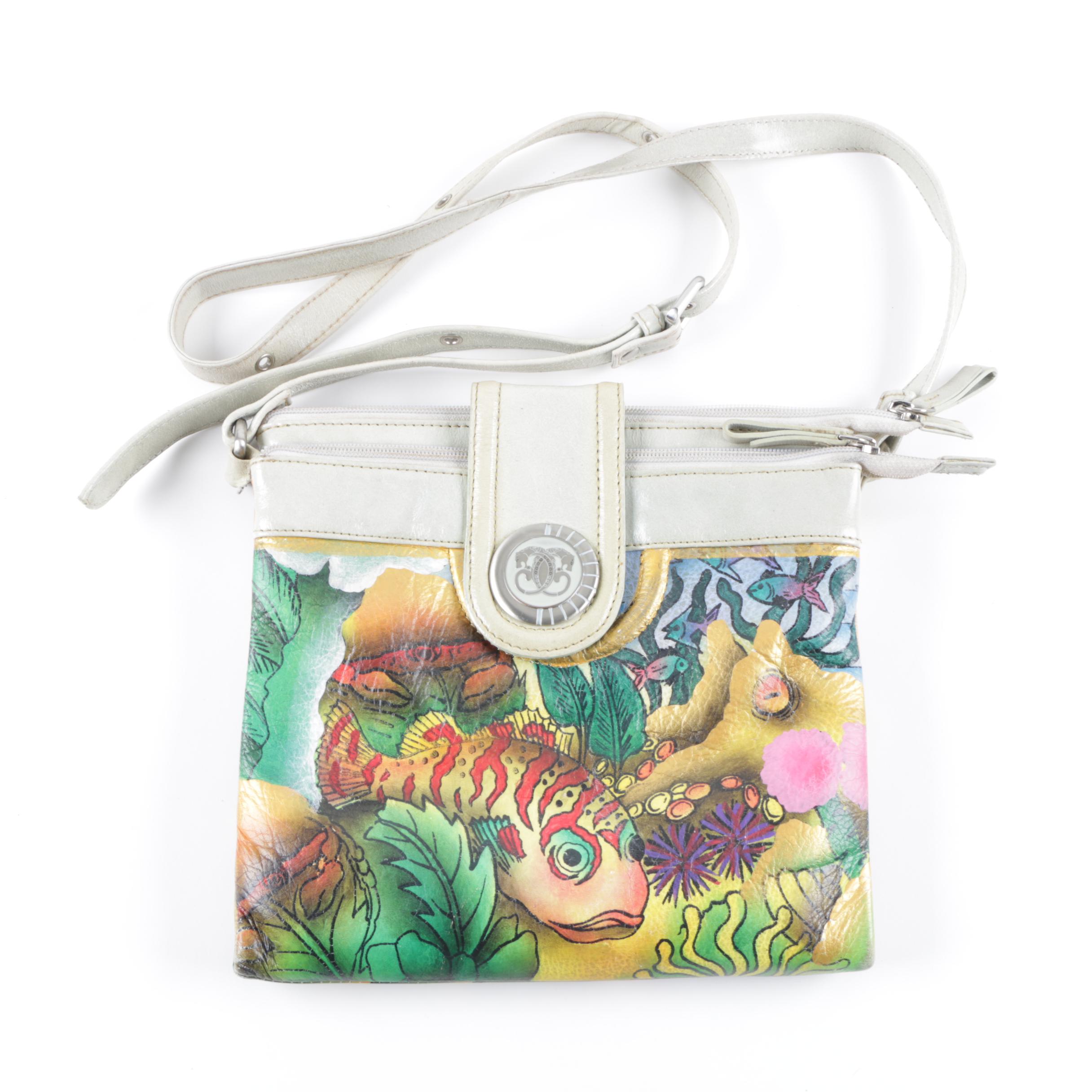 Sharif New York Painted Ocean Scene Leather Bag