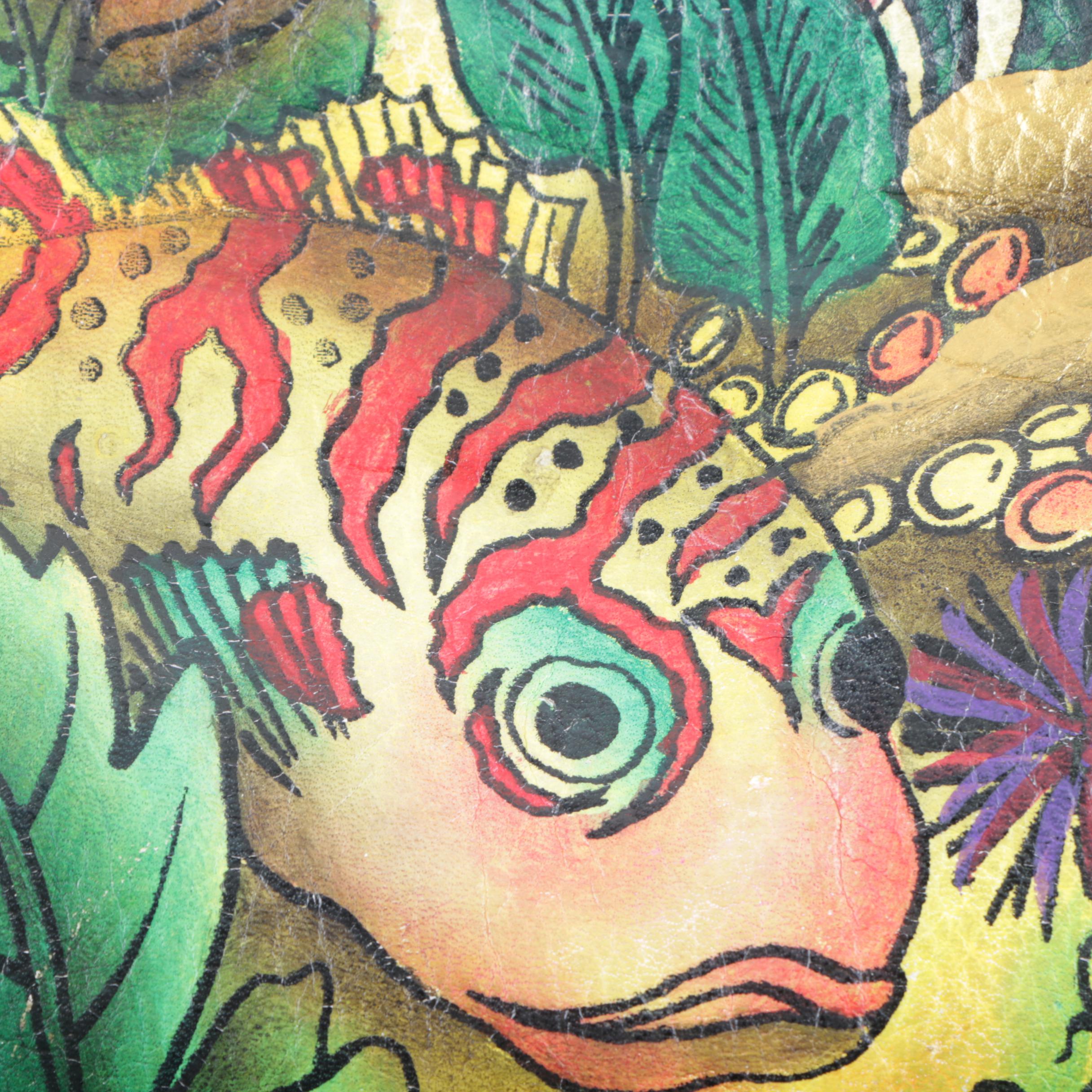 Sharif New York Painted Ocean Scene Leather Bag