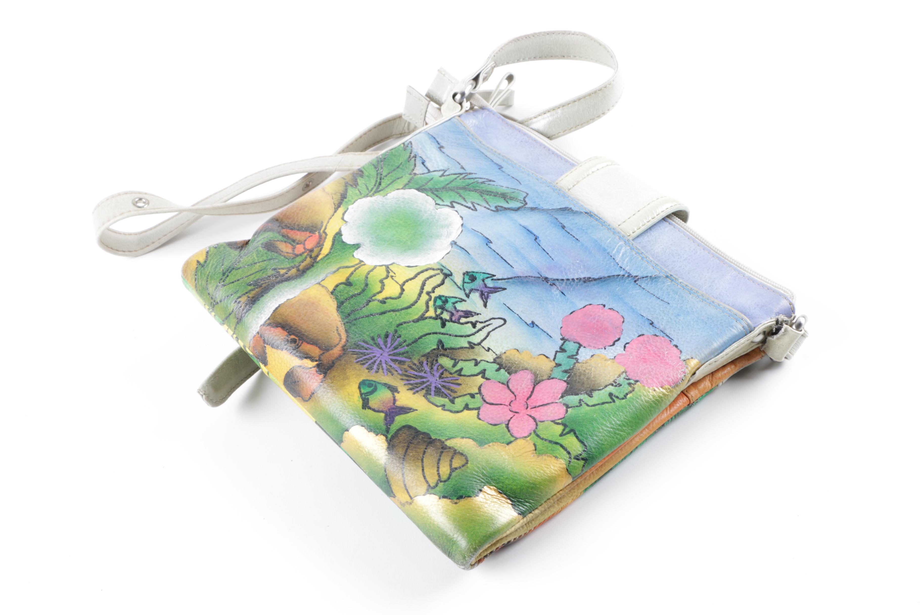 Sharif New York Painted Ocean Scene Leather Bag