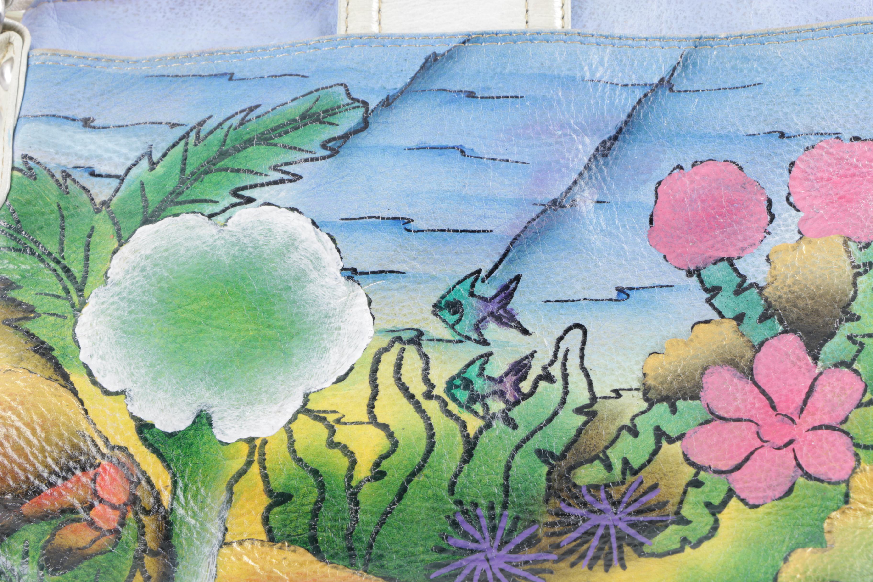 Sharif New York Painted Ocean Scene Leather Bag