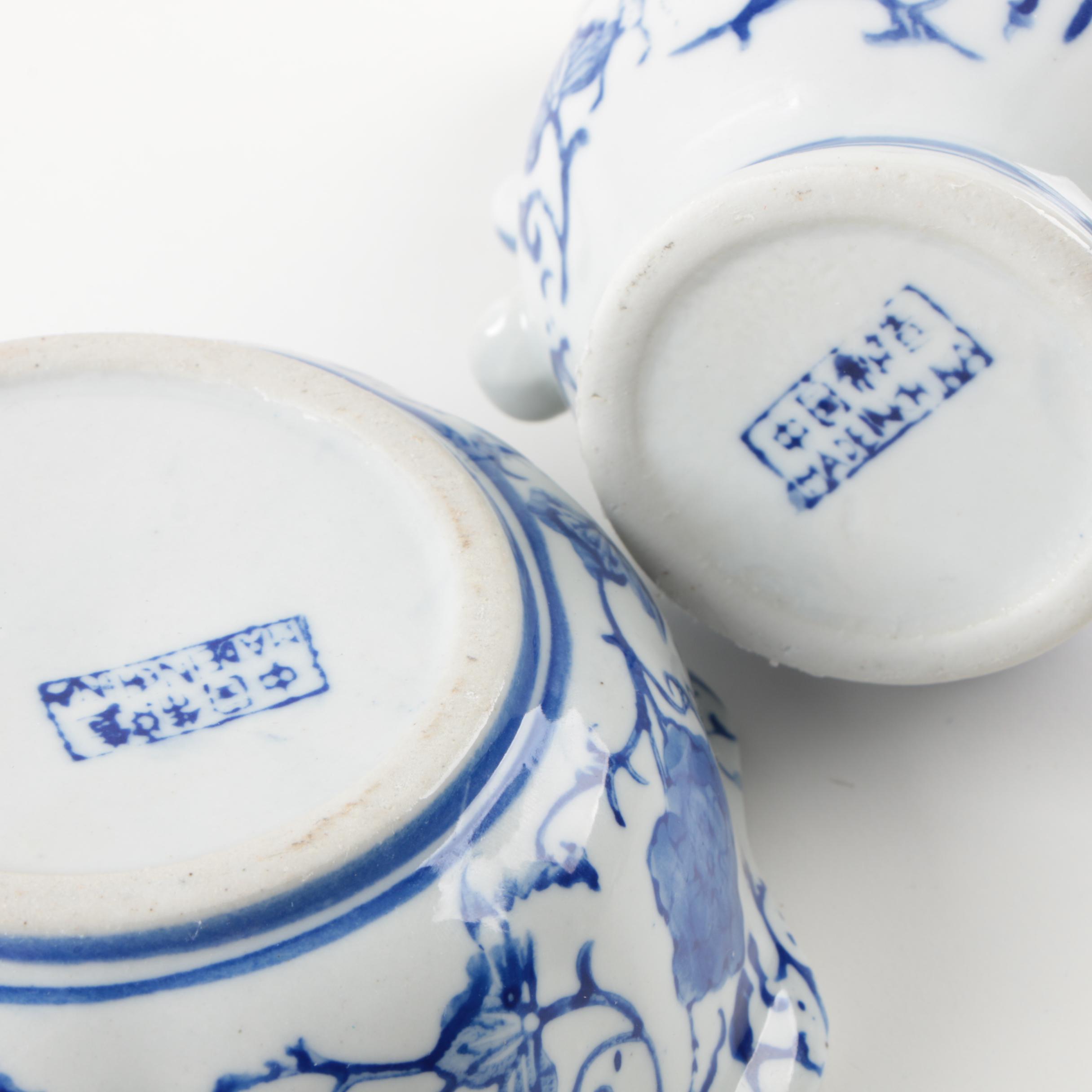 East Asian Tableware and Trinket Box Including Shot Glasses