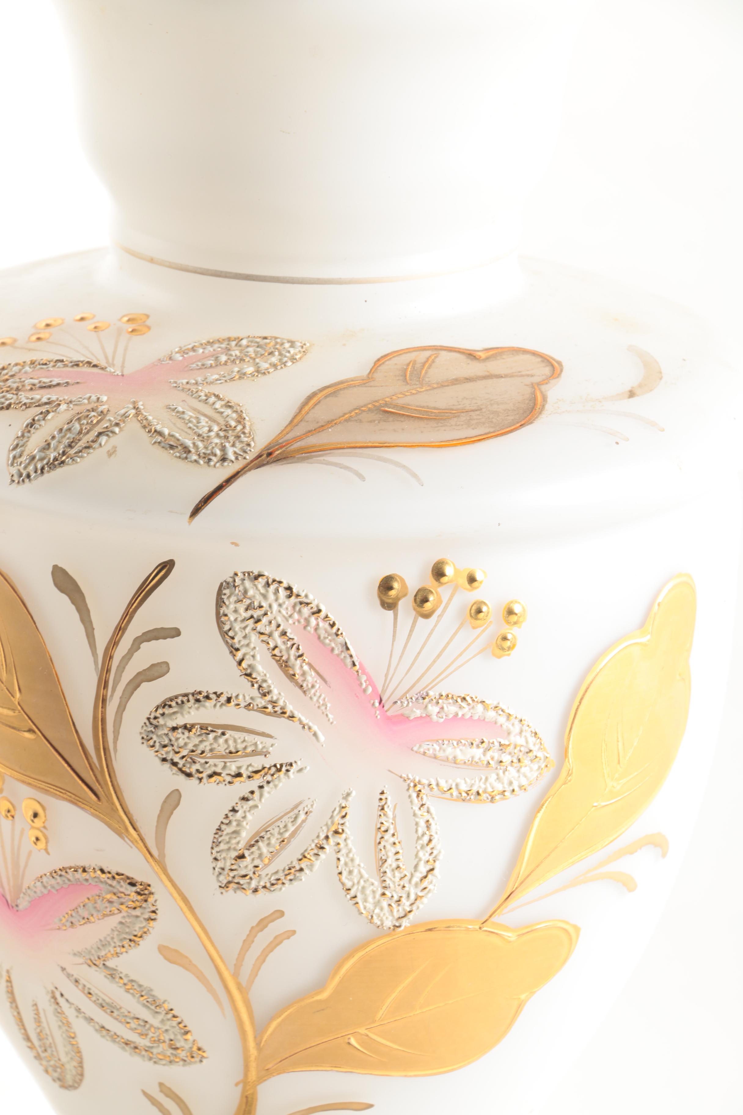 Vintage Glass Floral Table Lamps