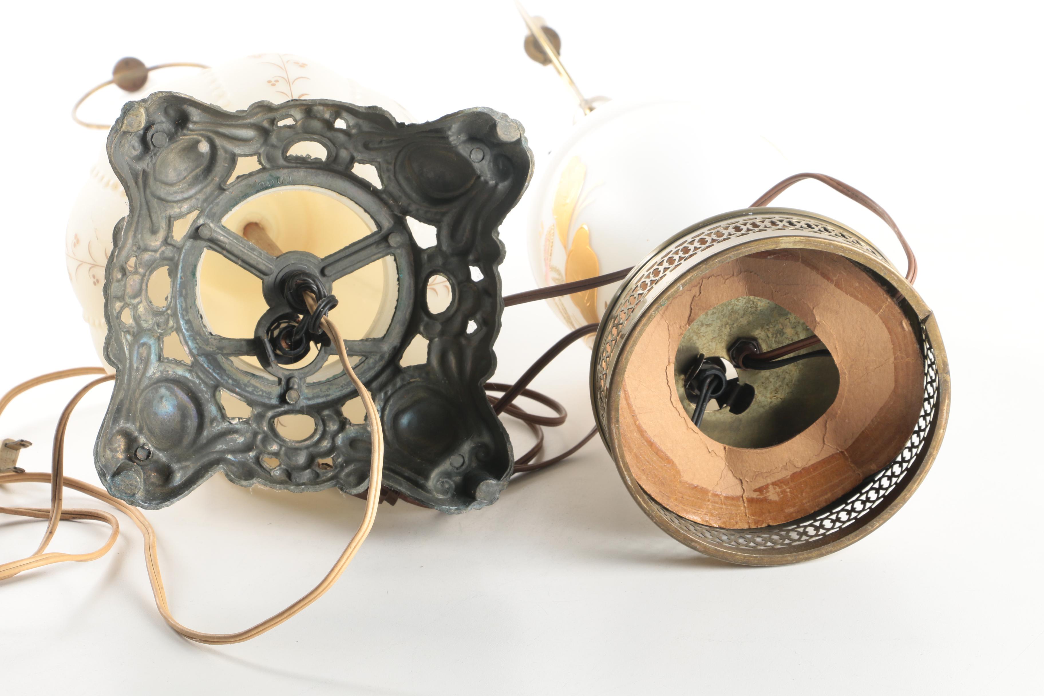 Vintage Glass Floral Table Lamps