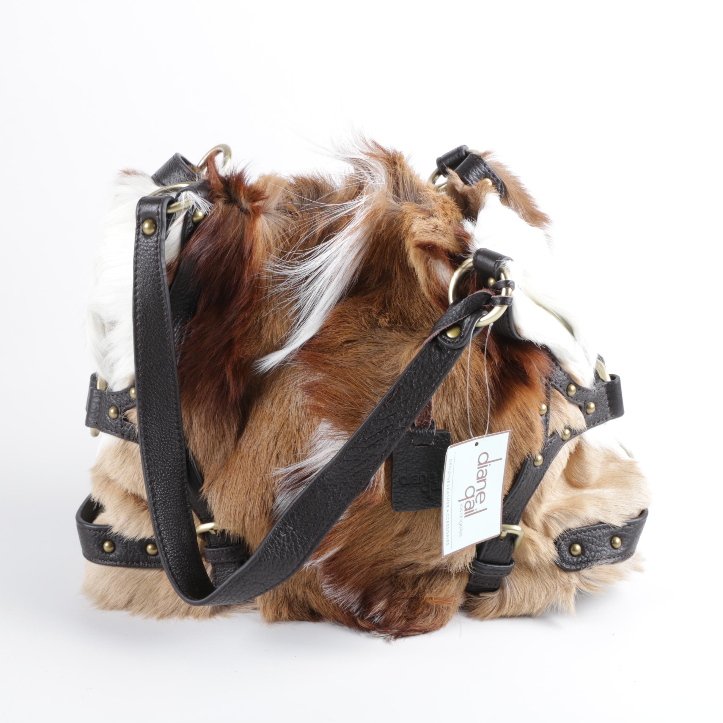 Diane Gail South African Springbok Hide and Black Leather Shoulder Bag