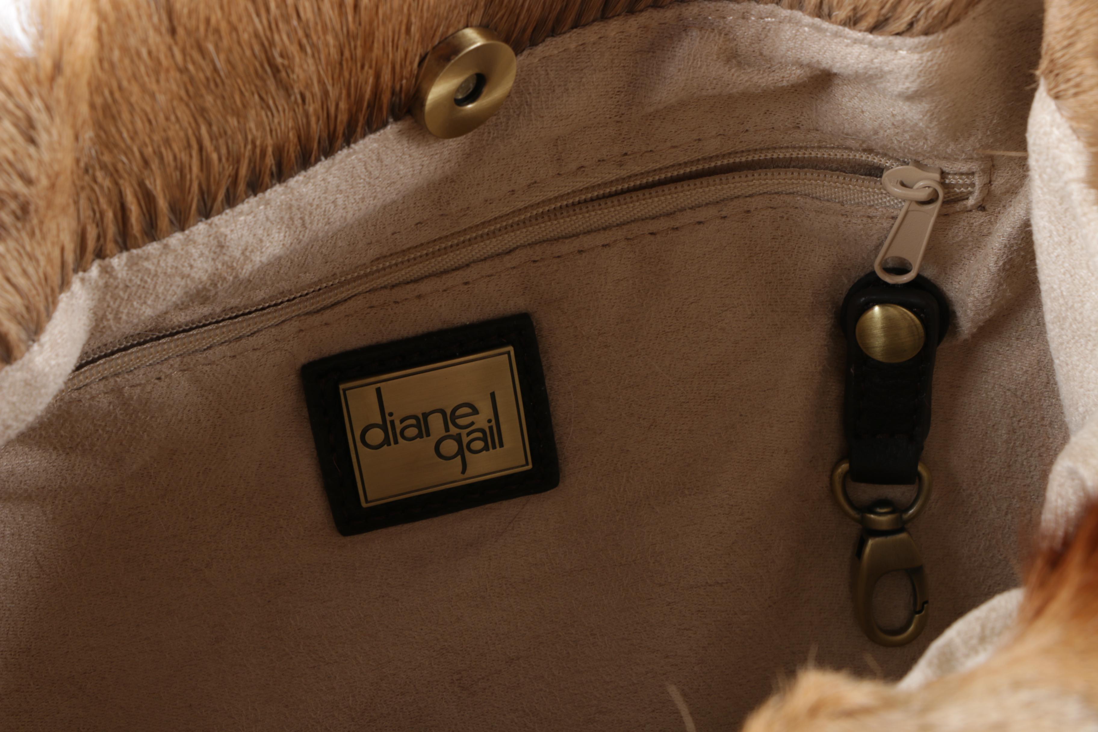 Diane Gail South African Springbok Hide and Black Leather Shoulder Bag