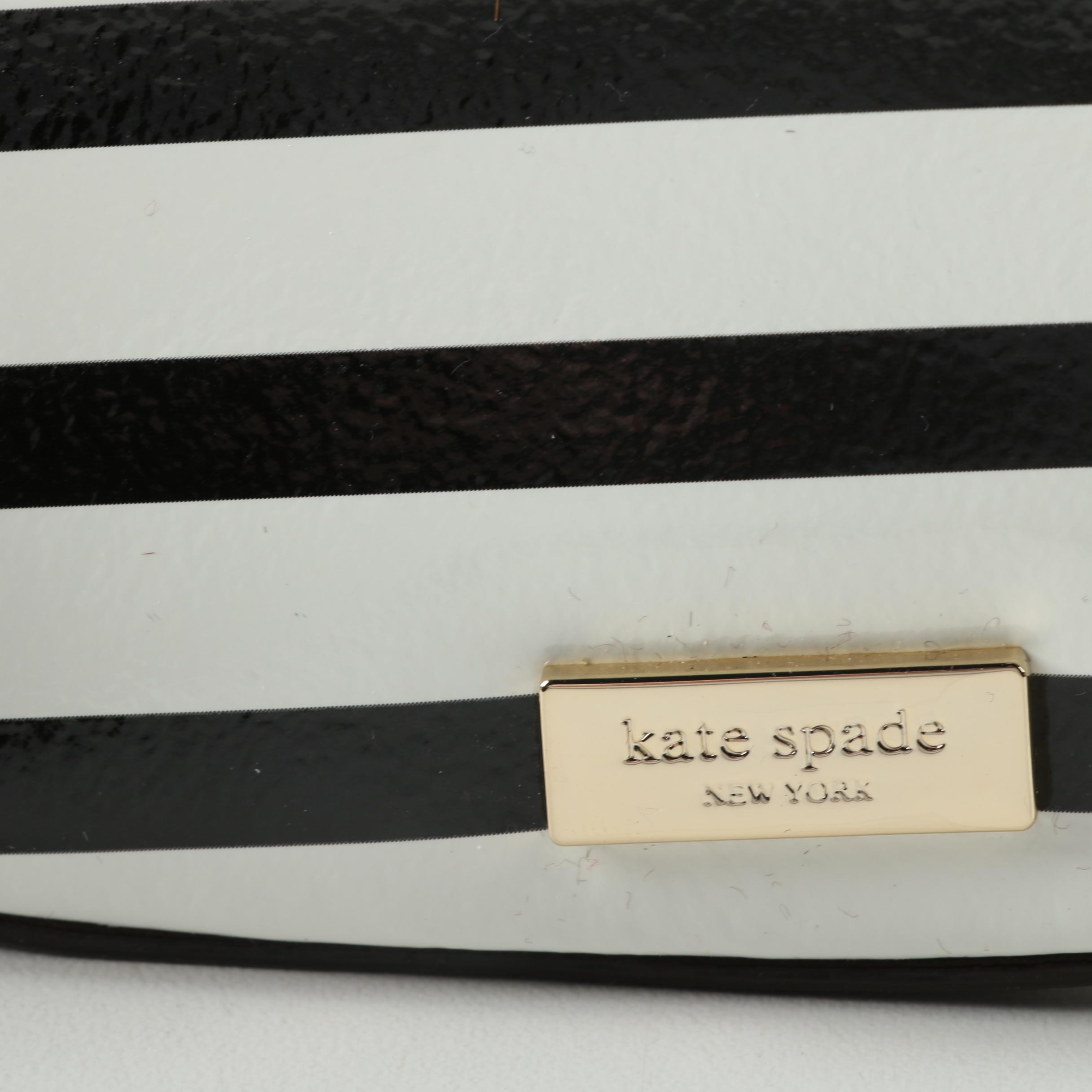 Kate Spade Jade Chelsea Park Black and White Stripe Patent Leather Crossbody Bag