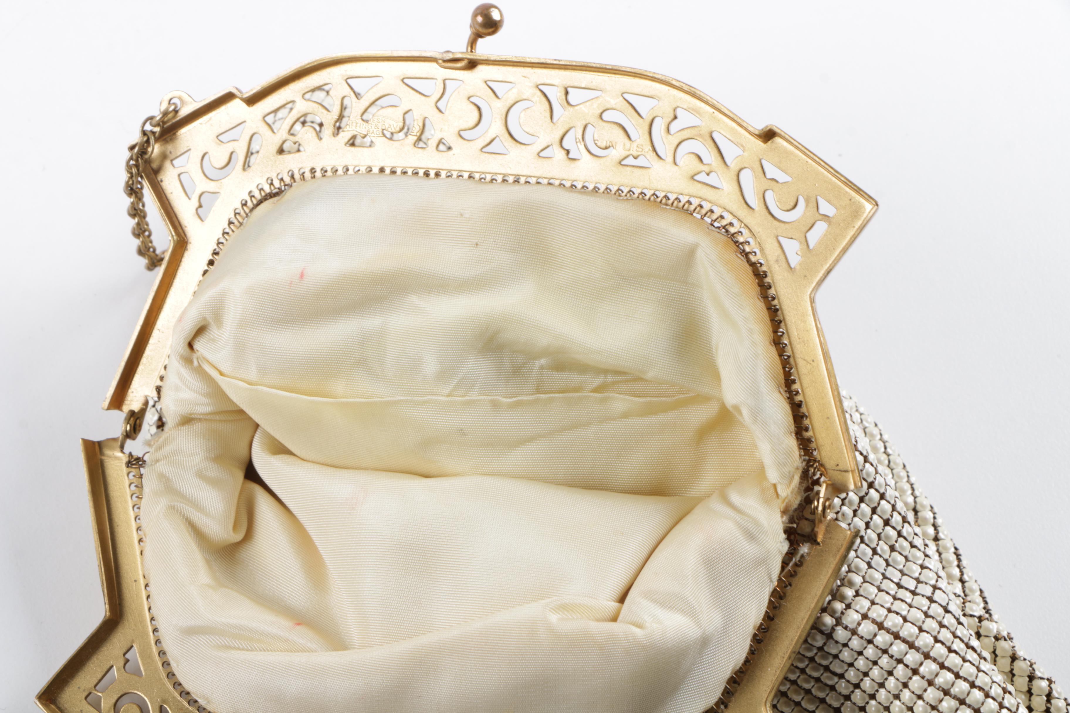 Vintage Floral Cross Stitch and Metal Mesh Evening Bags