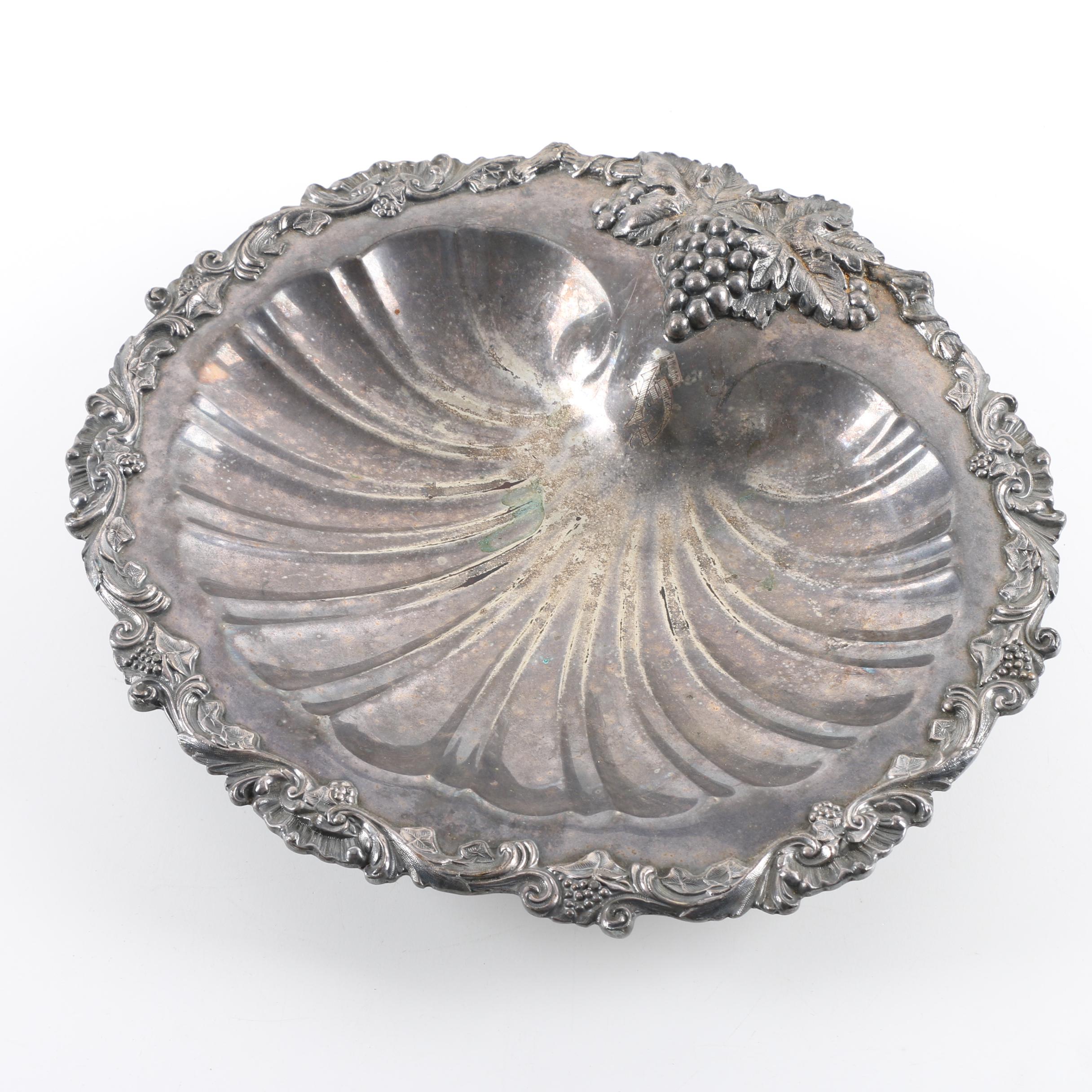Vintage Silver Plate Shell Dish from Gump's of San Francisco