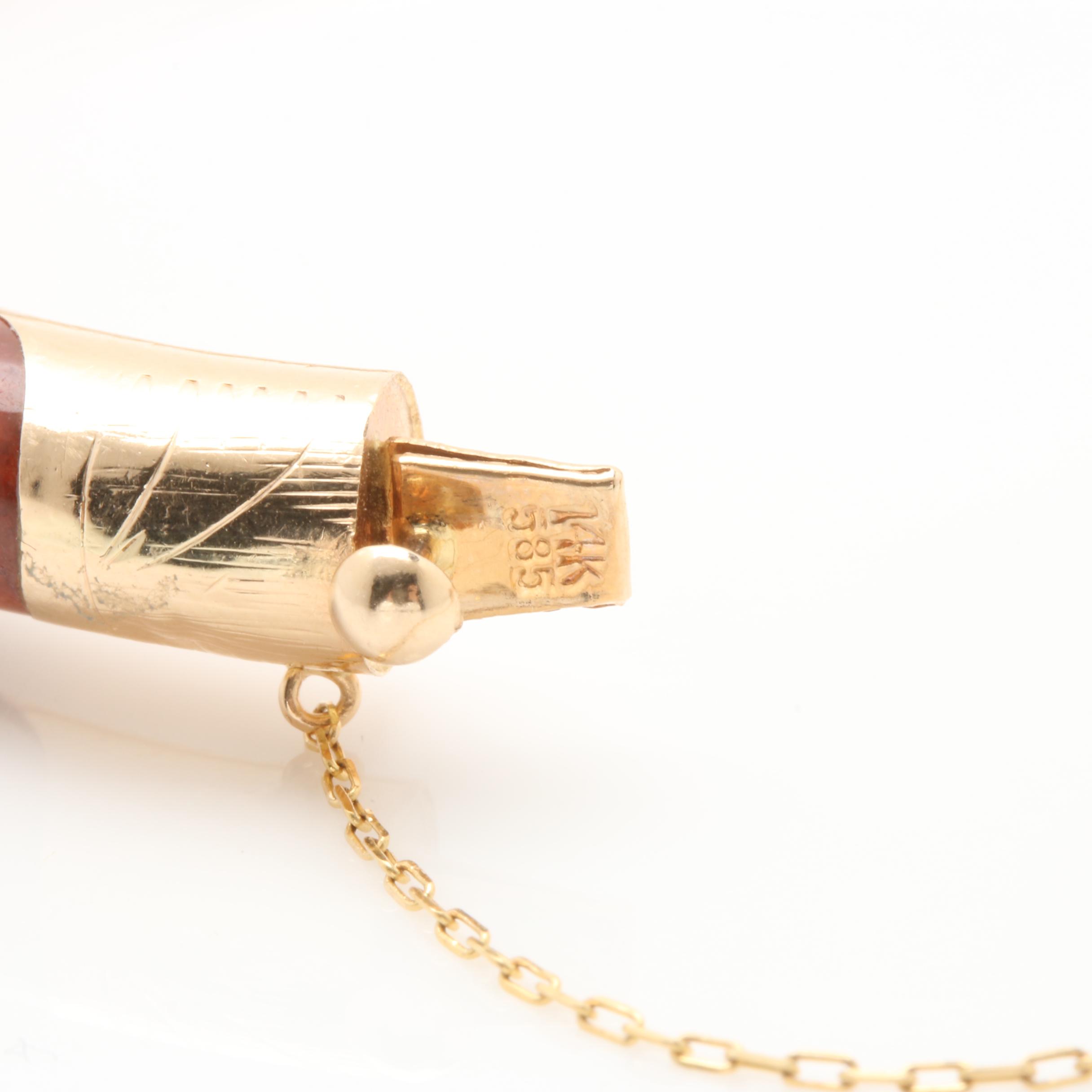 14K Yellow Gold Jadeite and Black Onyx Bangle Bracelet