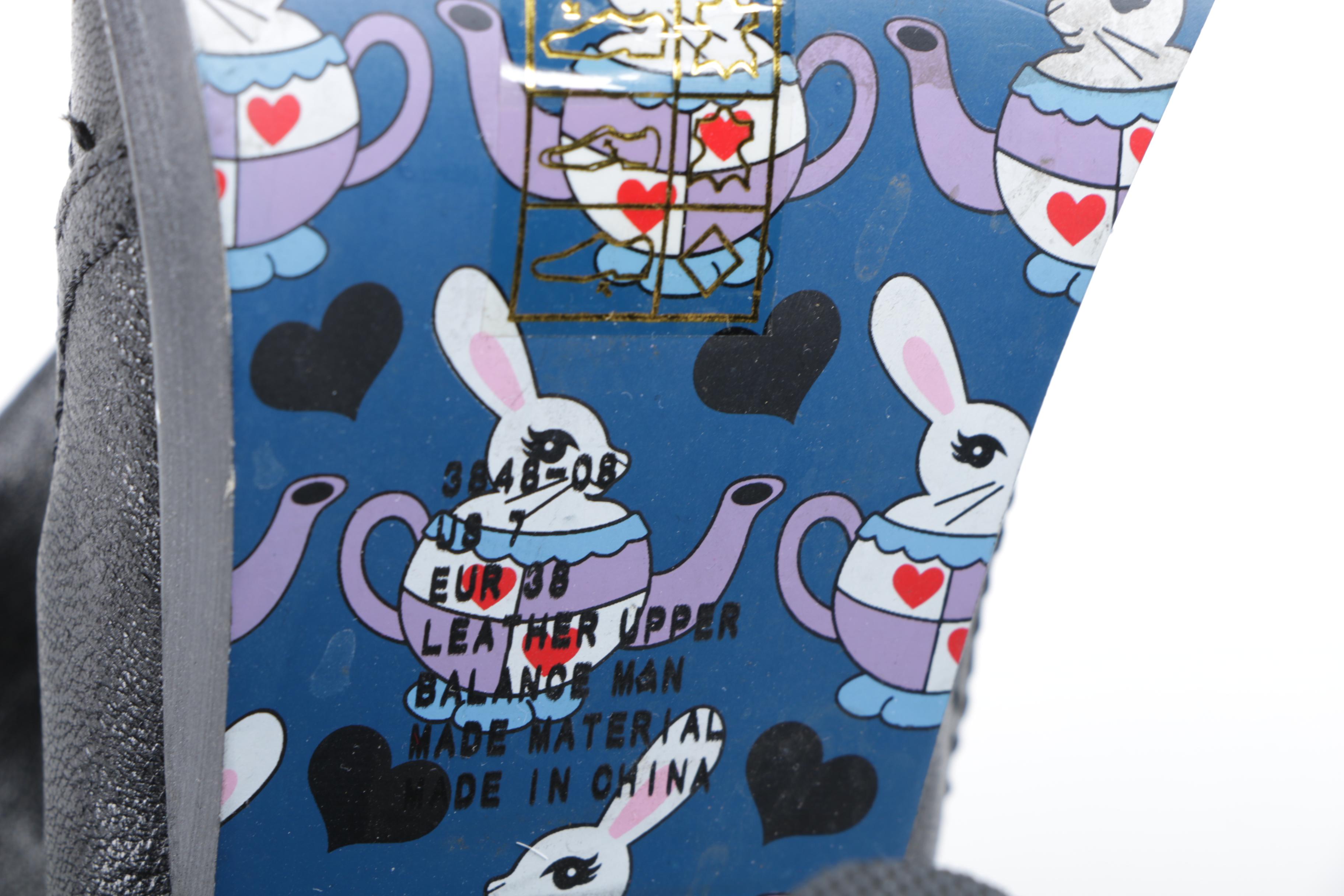 Irregular Choice Black Leather Spool Heel Boots