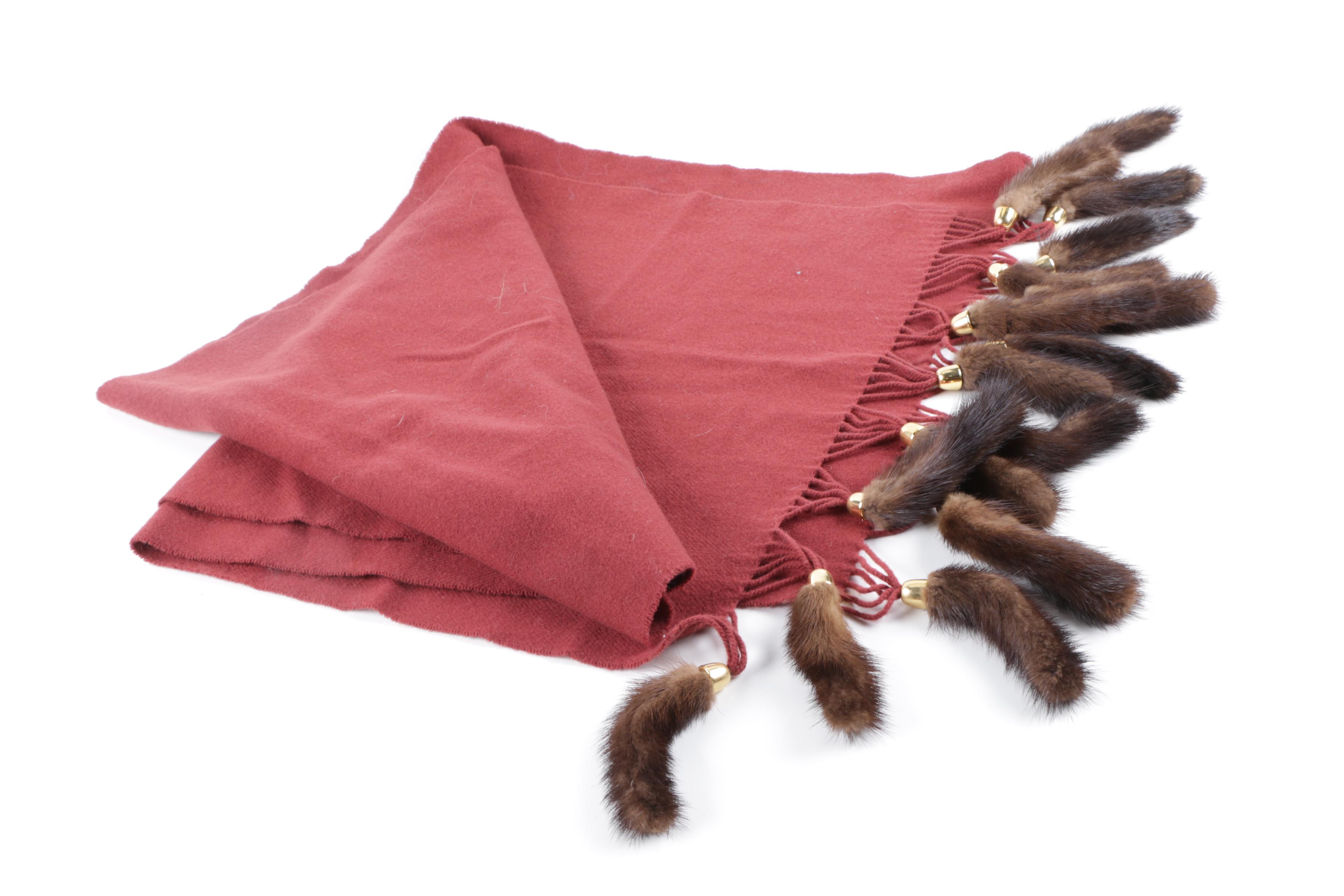 Wraps and Scarves Including Mink Fur Tails