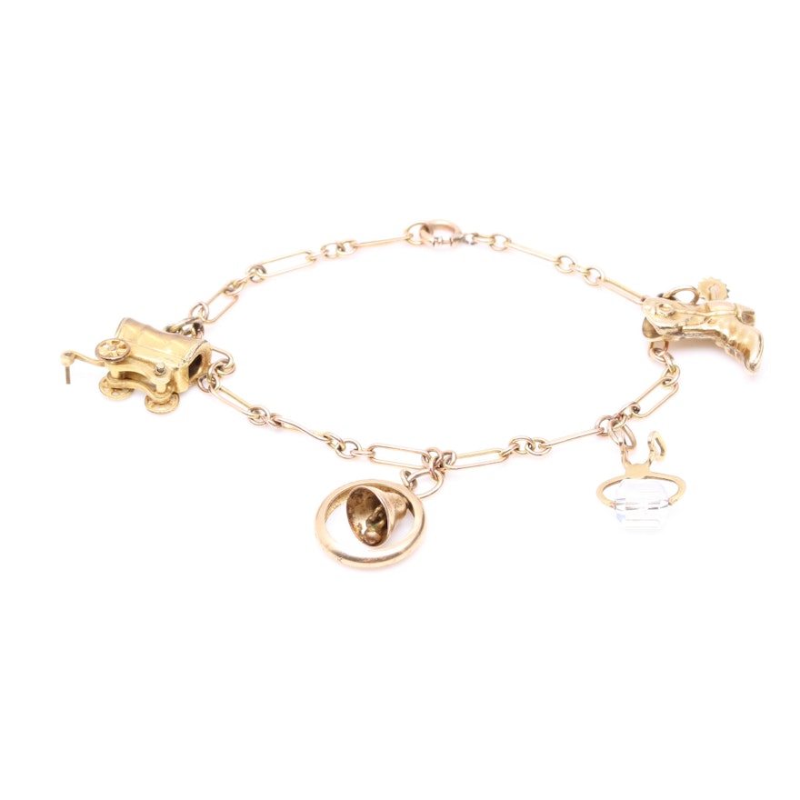 Charm Bracelet with 10K Yellow Gold Charms