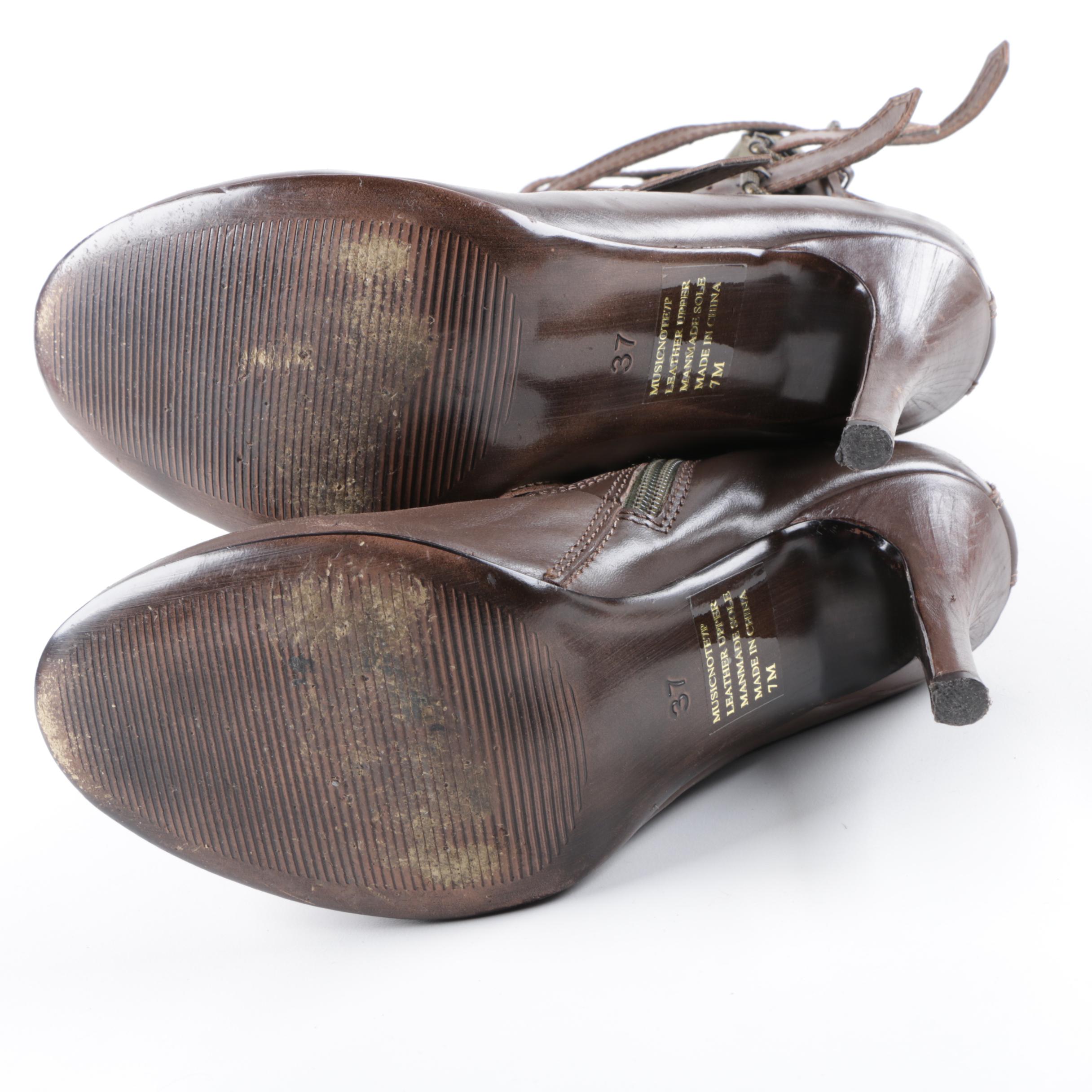 Nine West Green Suede and Brown Leather Boots