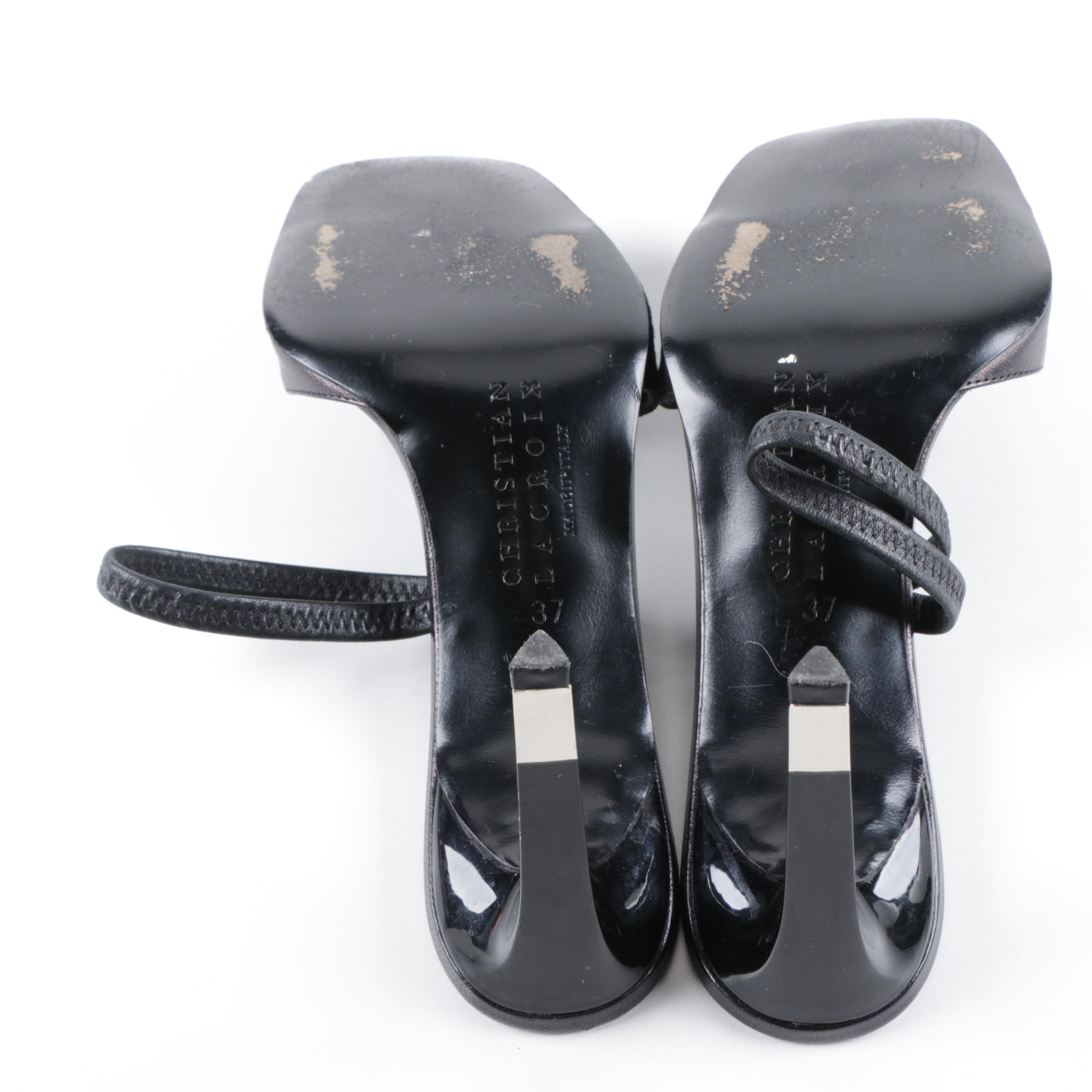 Women's Christian Lacroix Black Leather Heeled Slides