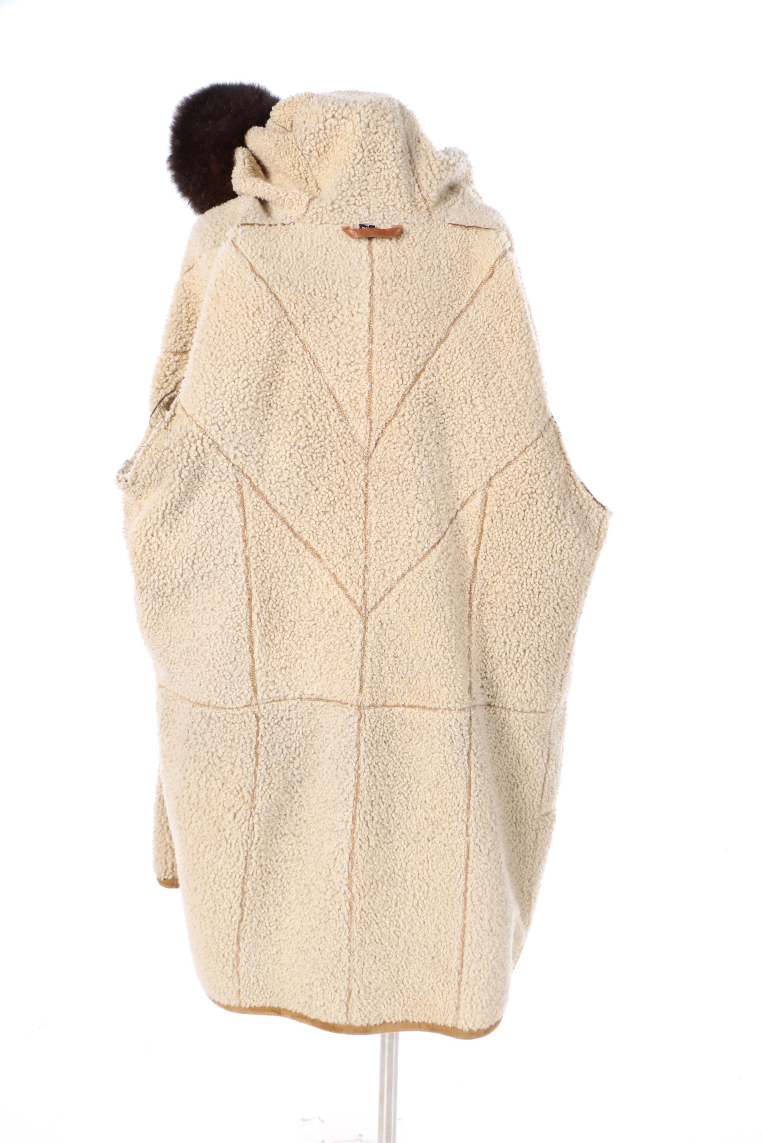 Women's Audrey Talbott Brown Lambskin Coat with Australian Possum Fur Trim