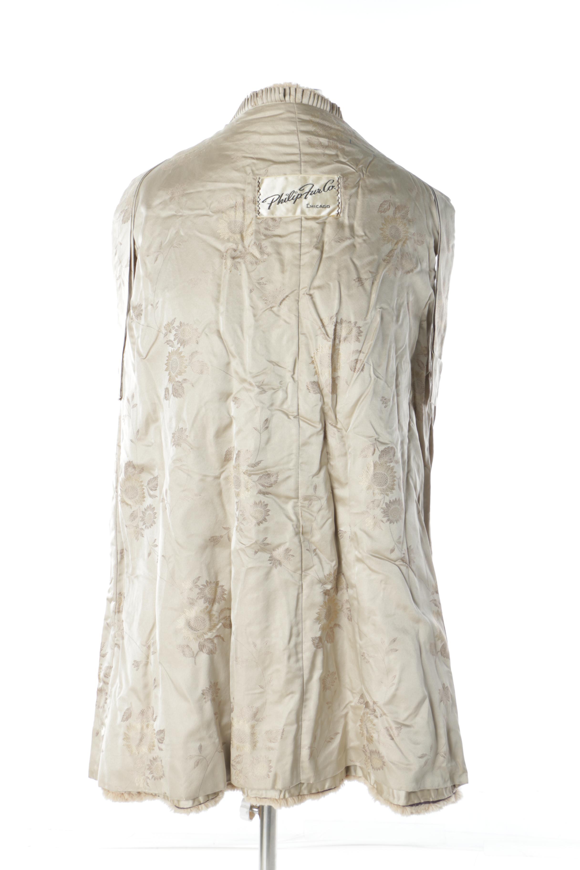 Women's Philip Fur Co. Bleached and Sheared Beaver Fur Coat with Mink Fur Collar