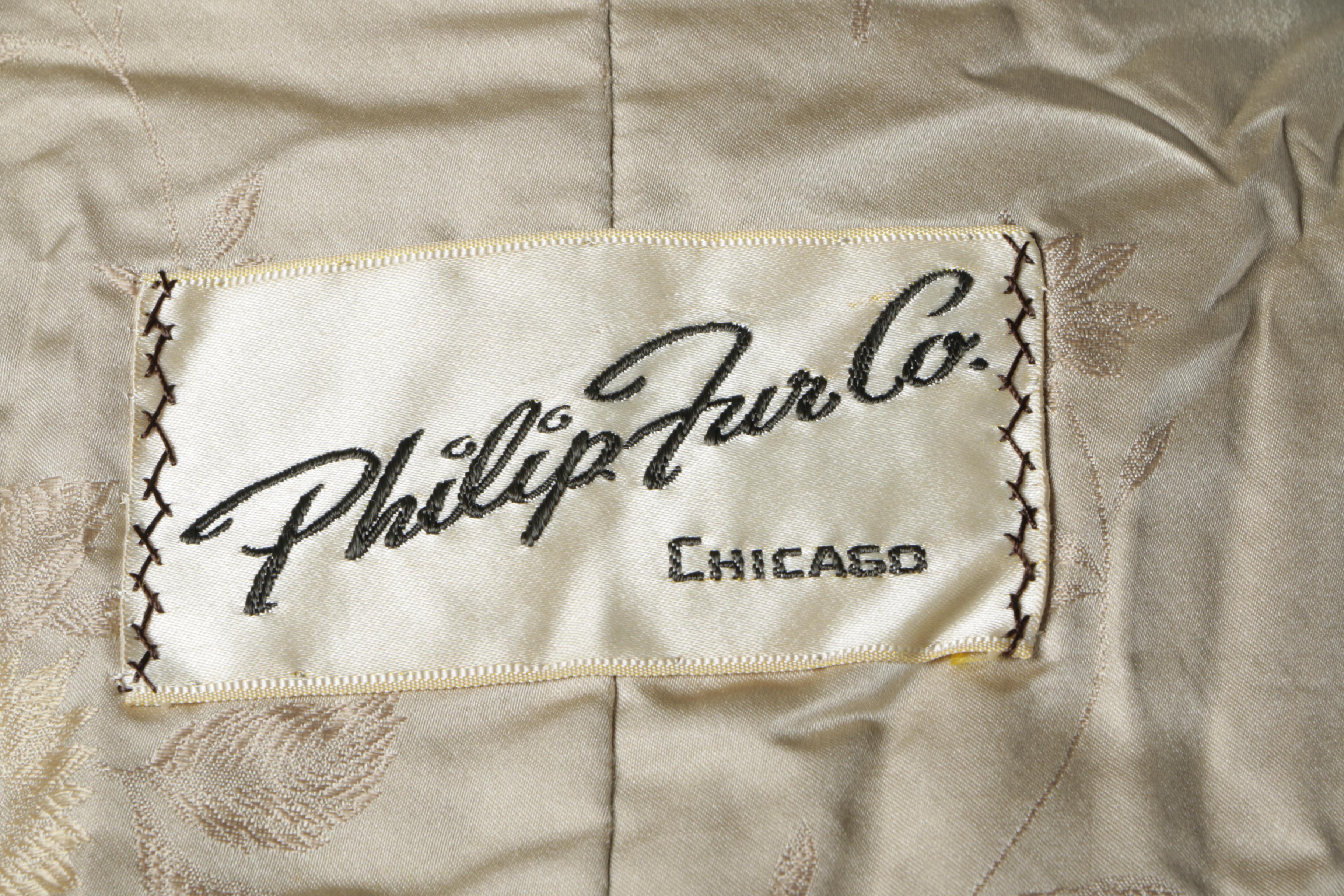 Women's Philip Fur Co. Bleached and Sheared Beaver Fur Coat with Mink Fur Collar