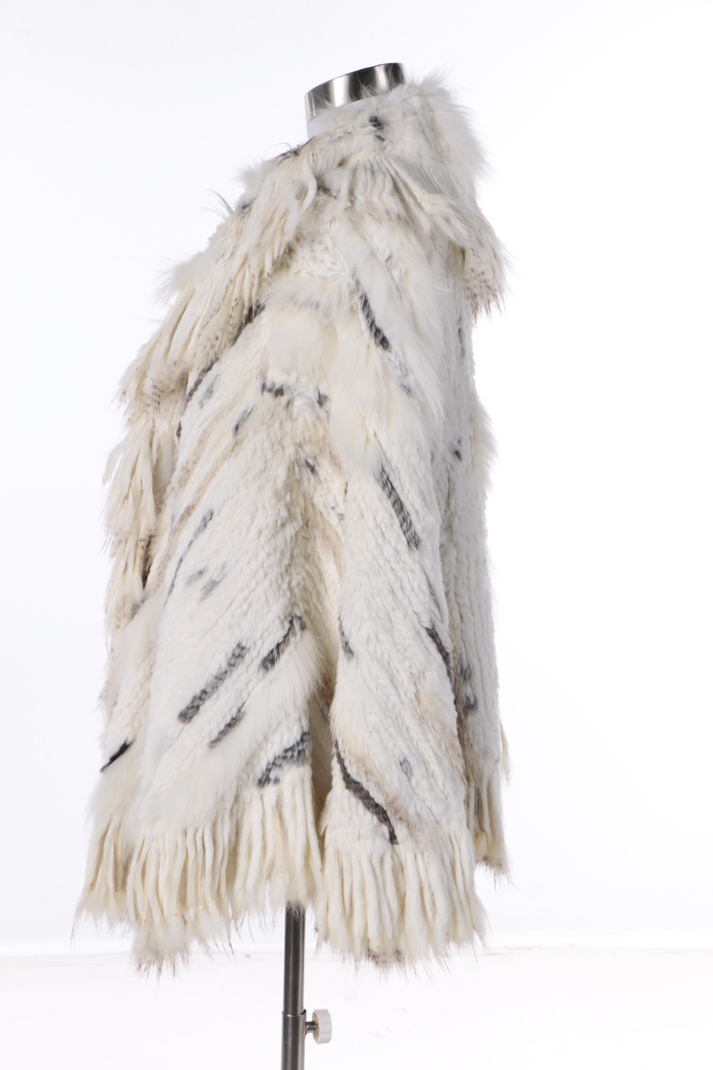 Cedrics Knit Rabbit Fur with Fox Fur and Racoon Fur Poncho