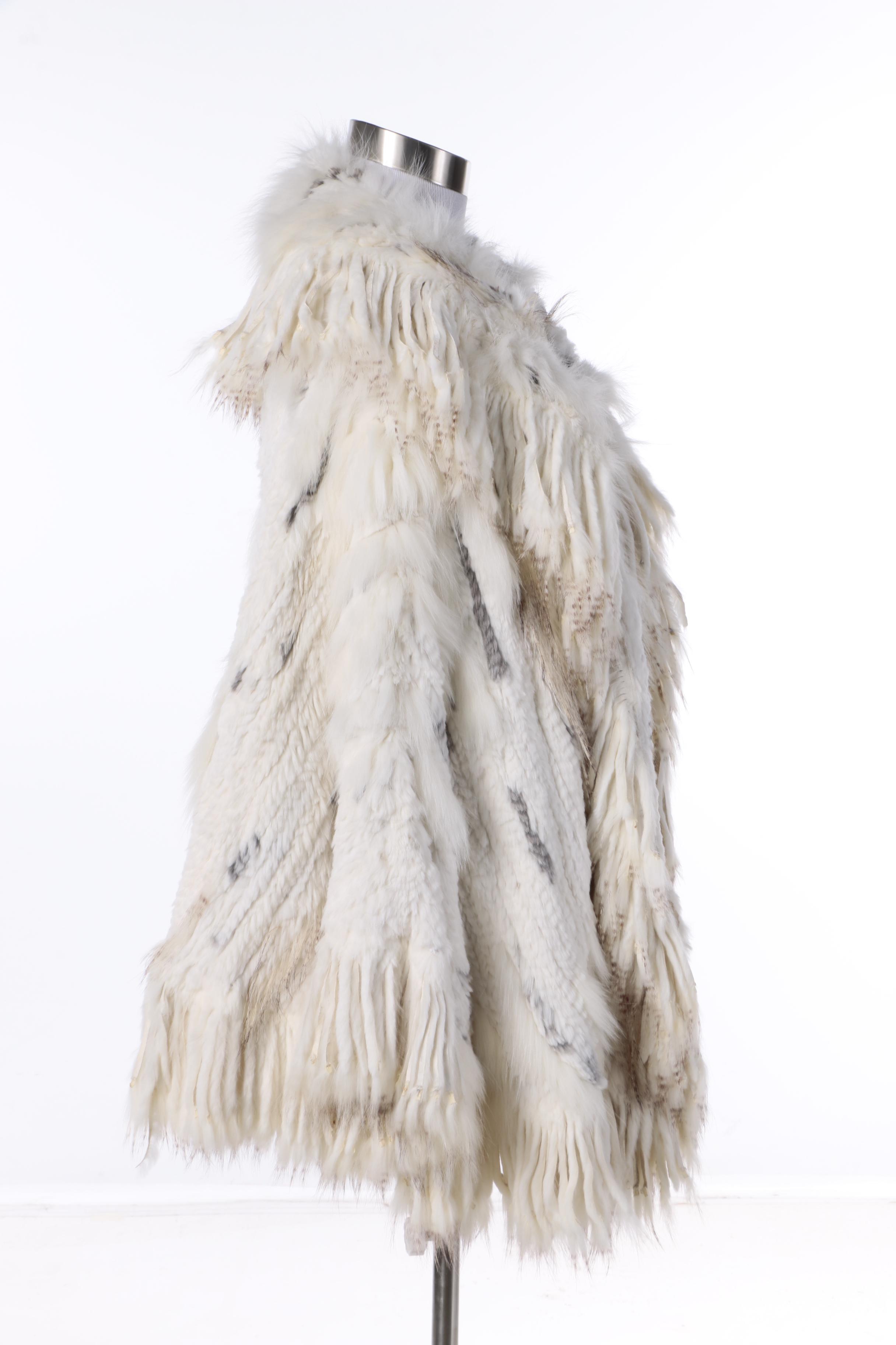 Cedrics Knit Rabbit Fur with Fox Fur and Racoon Fur Poncho