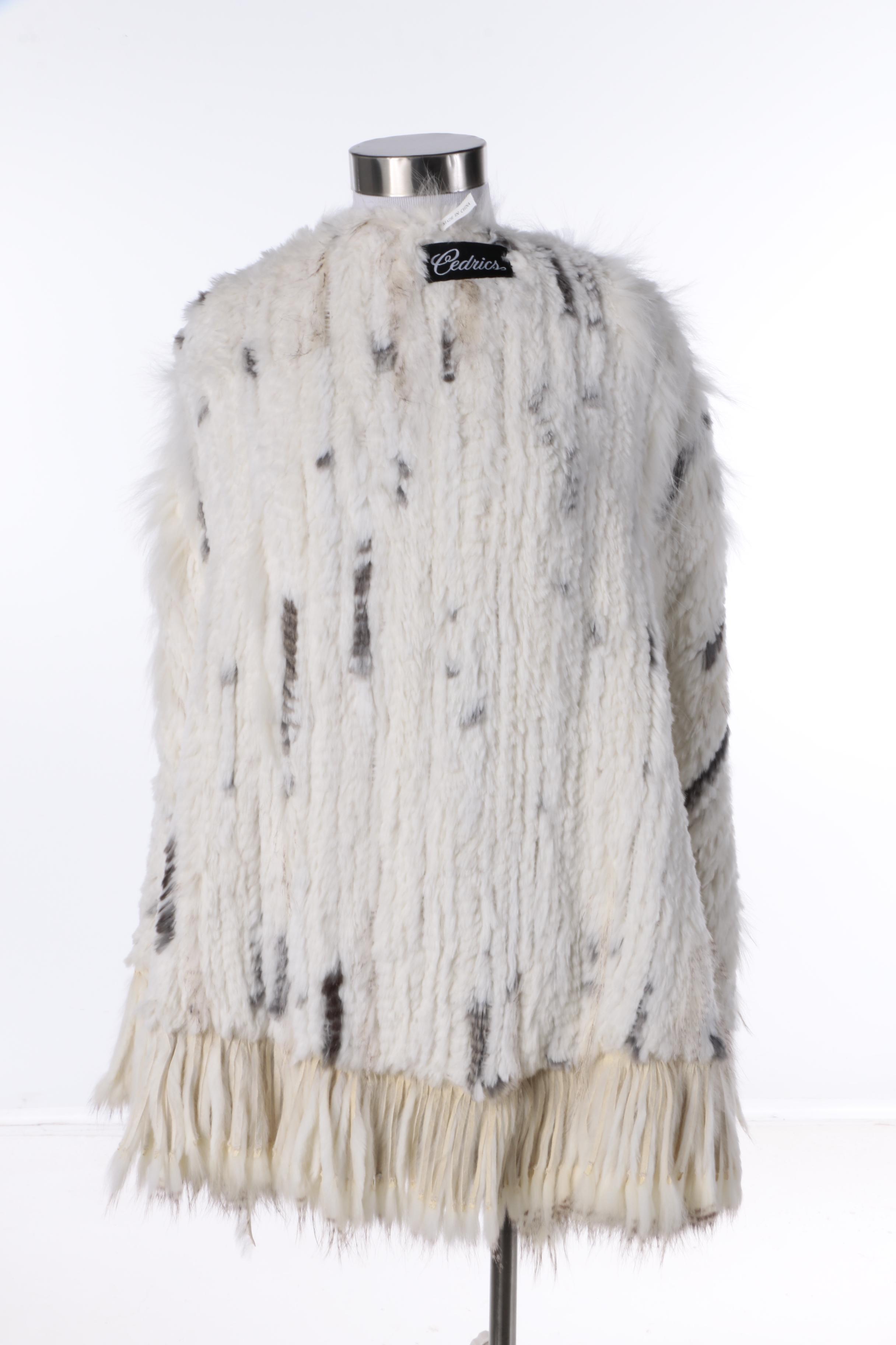 Cedrics Knit Rabbit Fur with Fox Fur and Racoon Fur Poncho