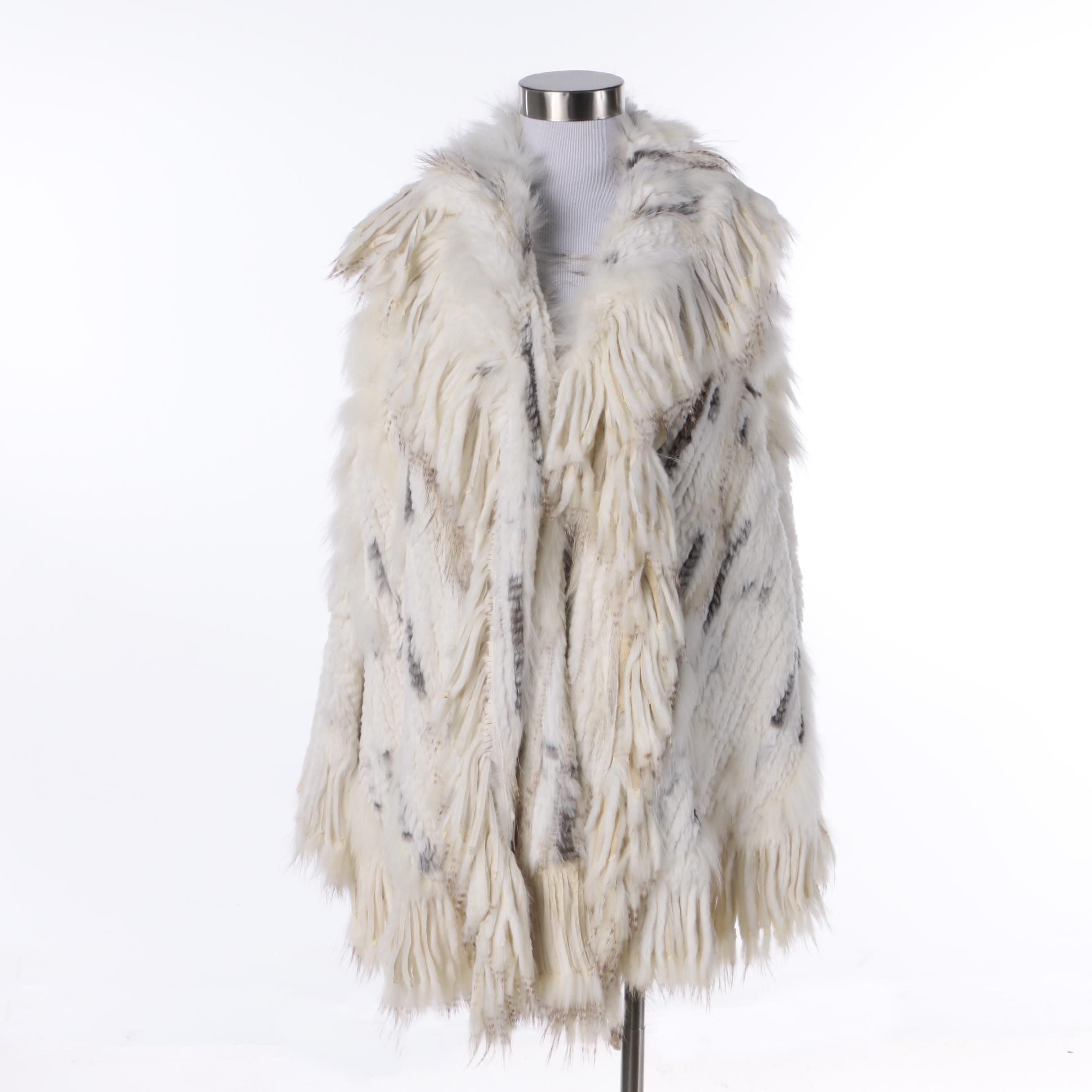 Cedrics Knit Rabbit Fur with Fox Fur and Racoon Fur Poncho