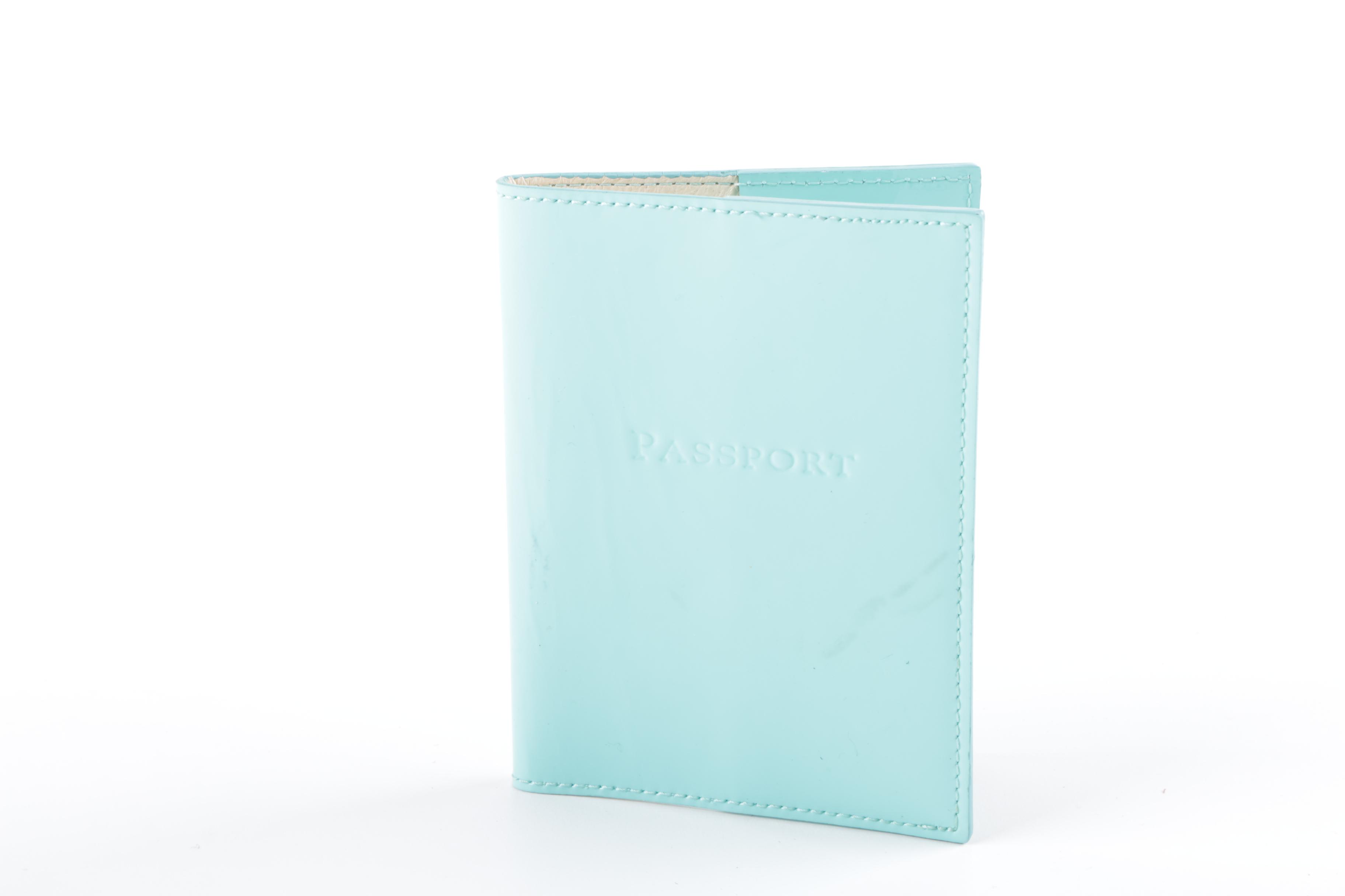 Tiffany & Co. Teal Leather Passport Holder and Luggage Tags