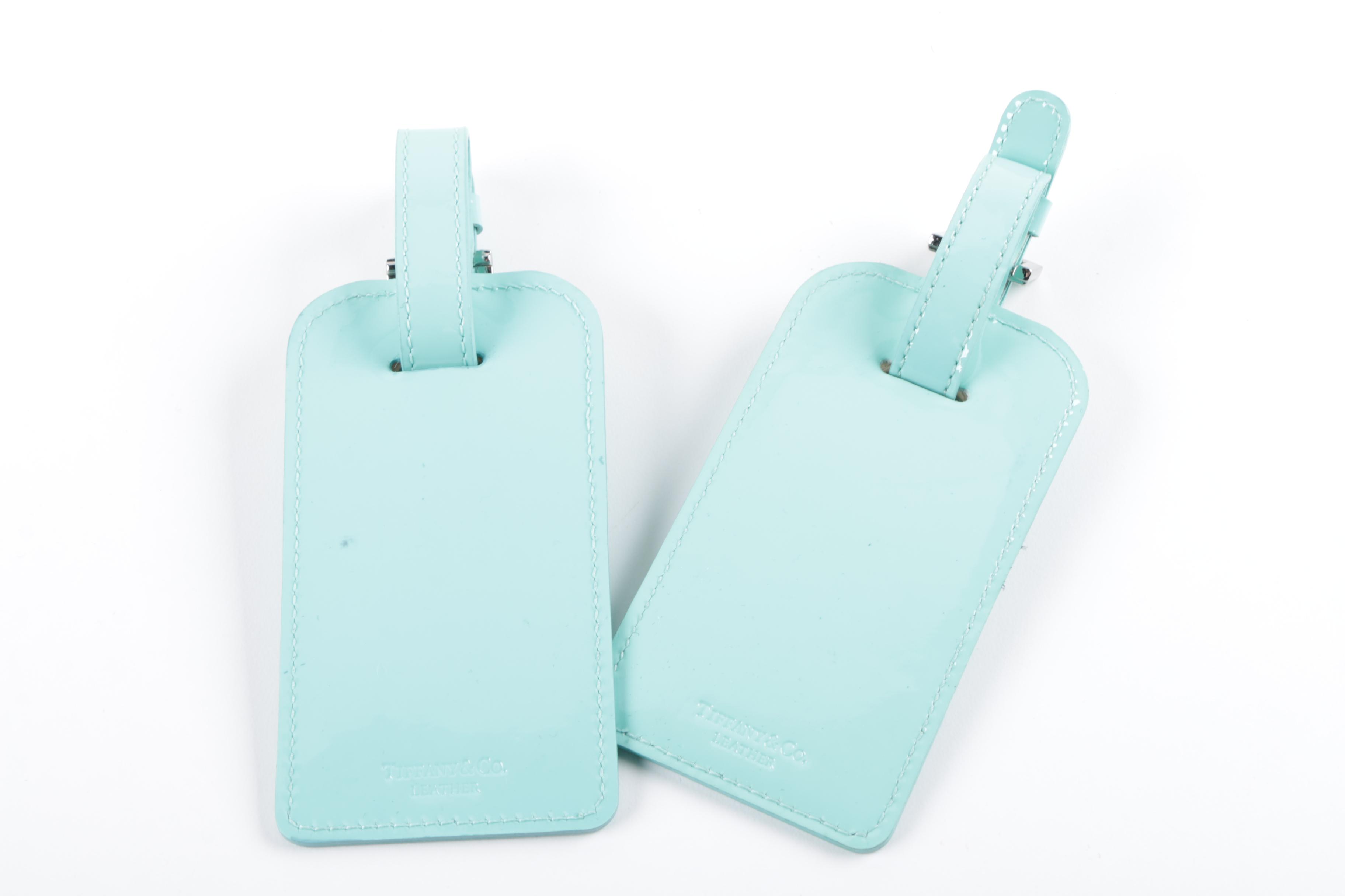 Tiffany & Co. Teal Leather Passport Holder and Luggage Tags