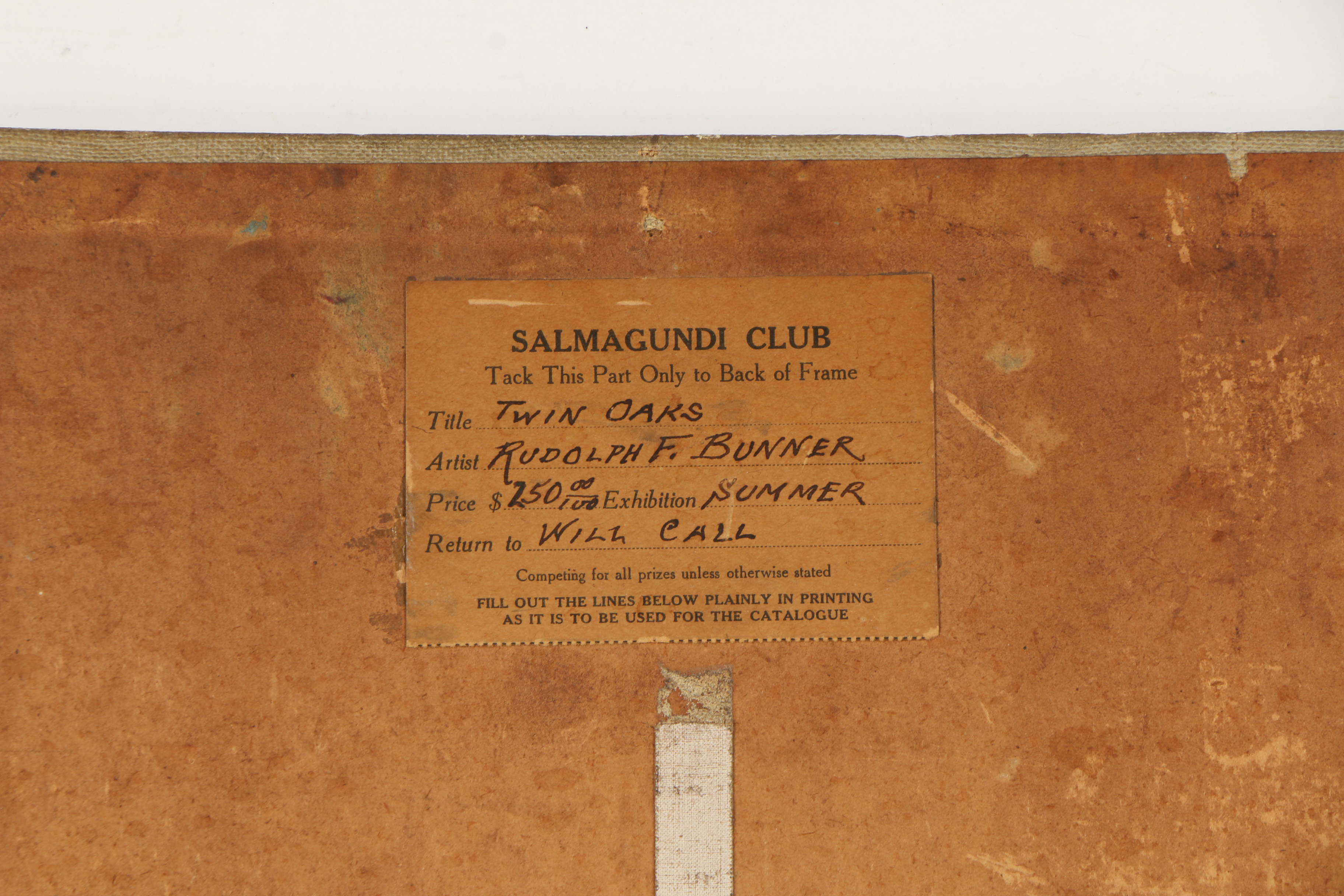 Rudolph F. Bunner Oil Painting "Twin Oaks"