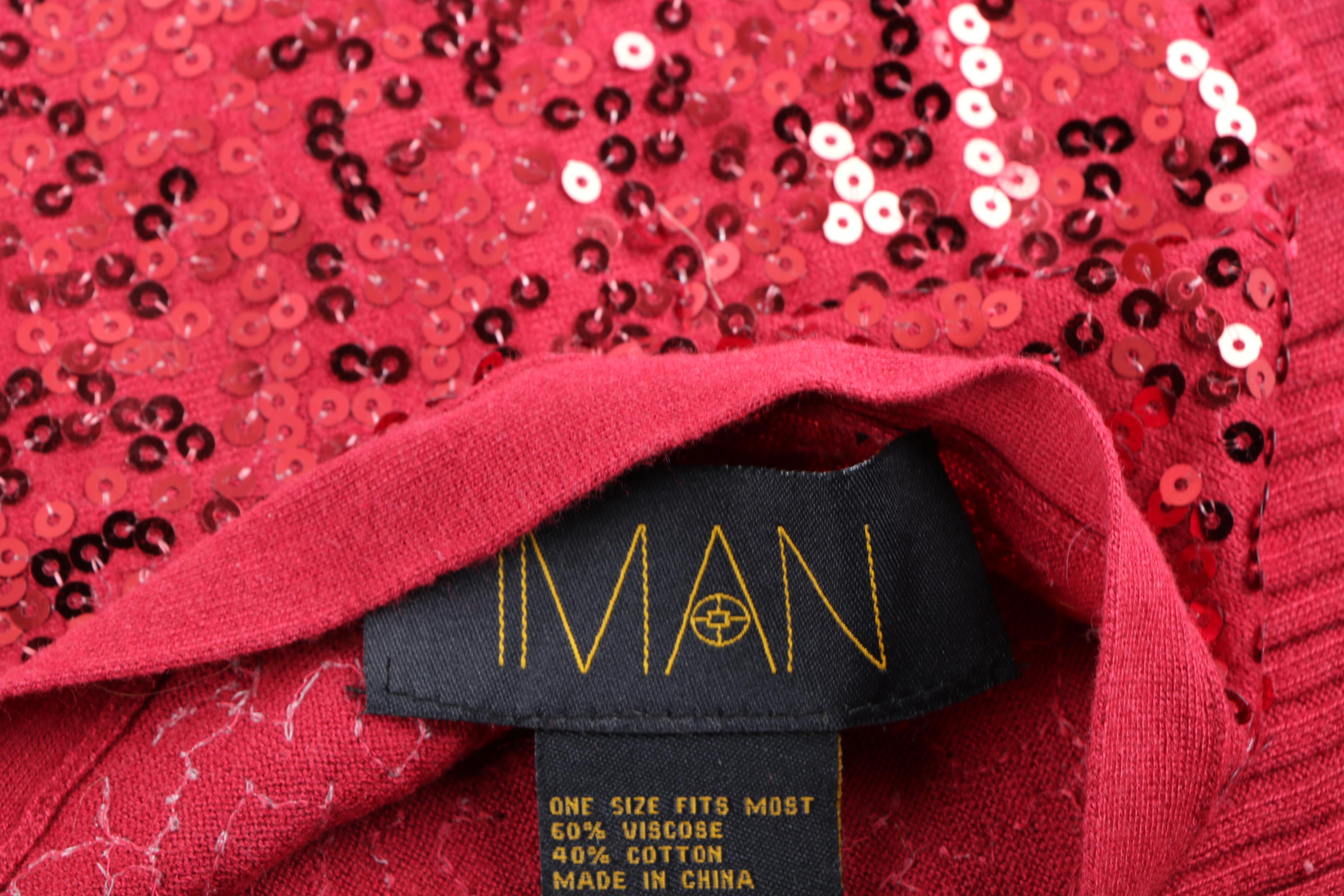 Red Pashmina and Sequined Fashion Scarves Including Iman