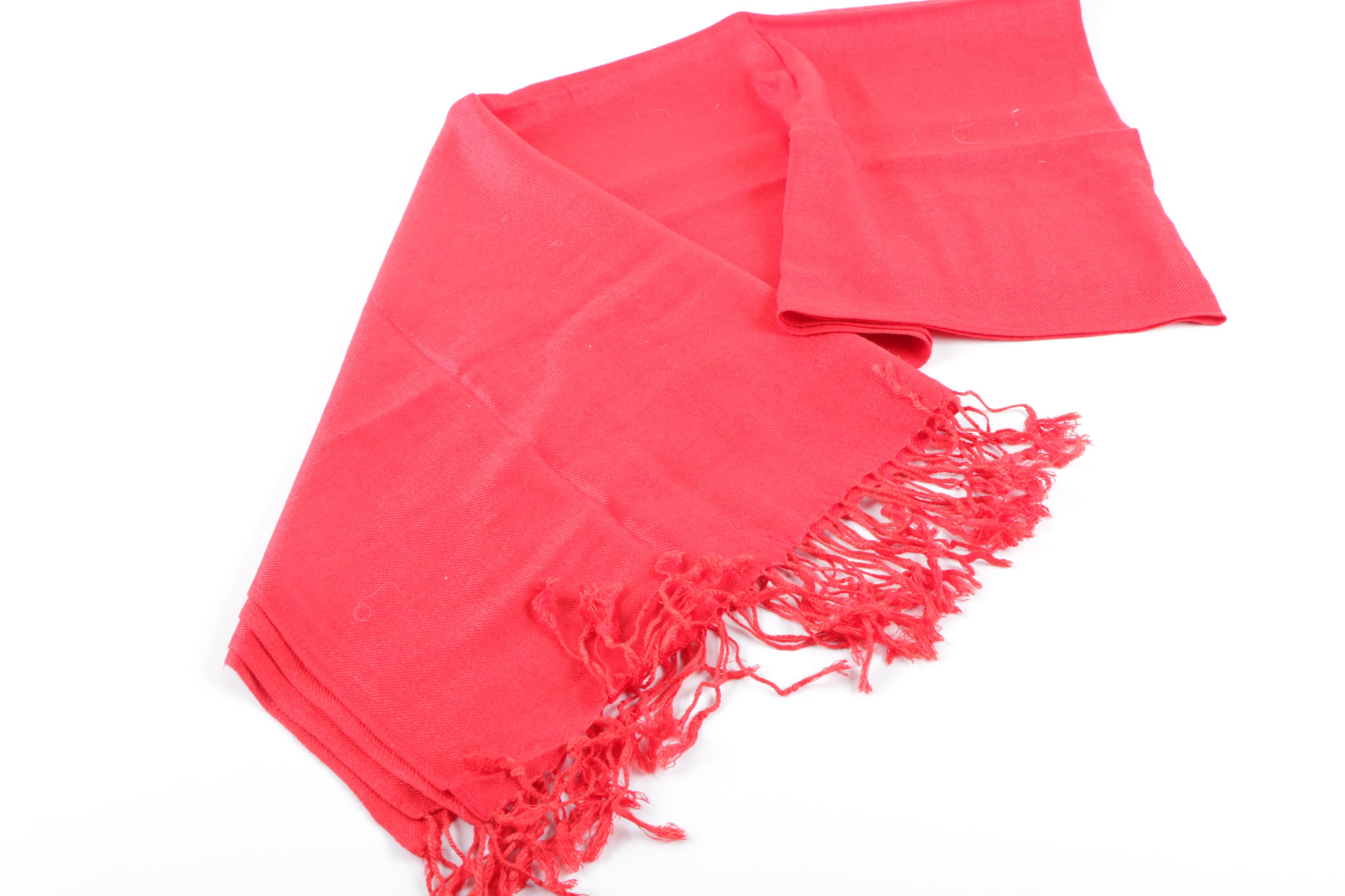 Red Pashmina and Sequined Fashion Scarves Including Iman