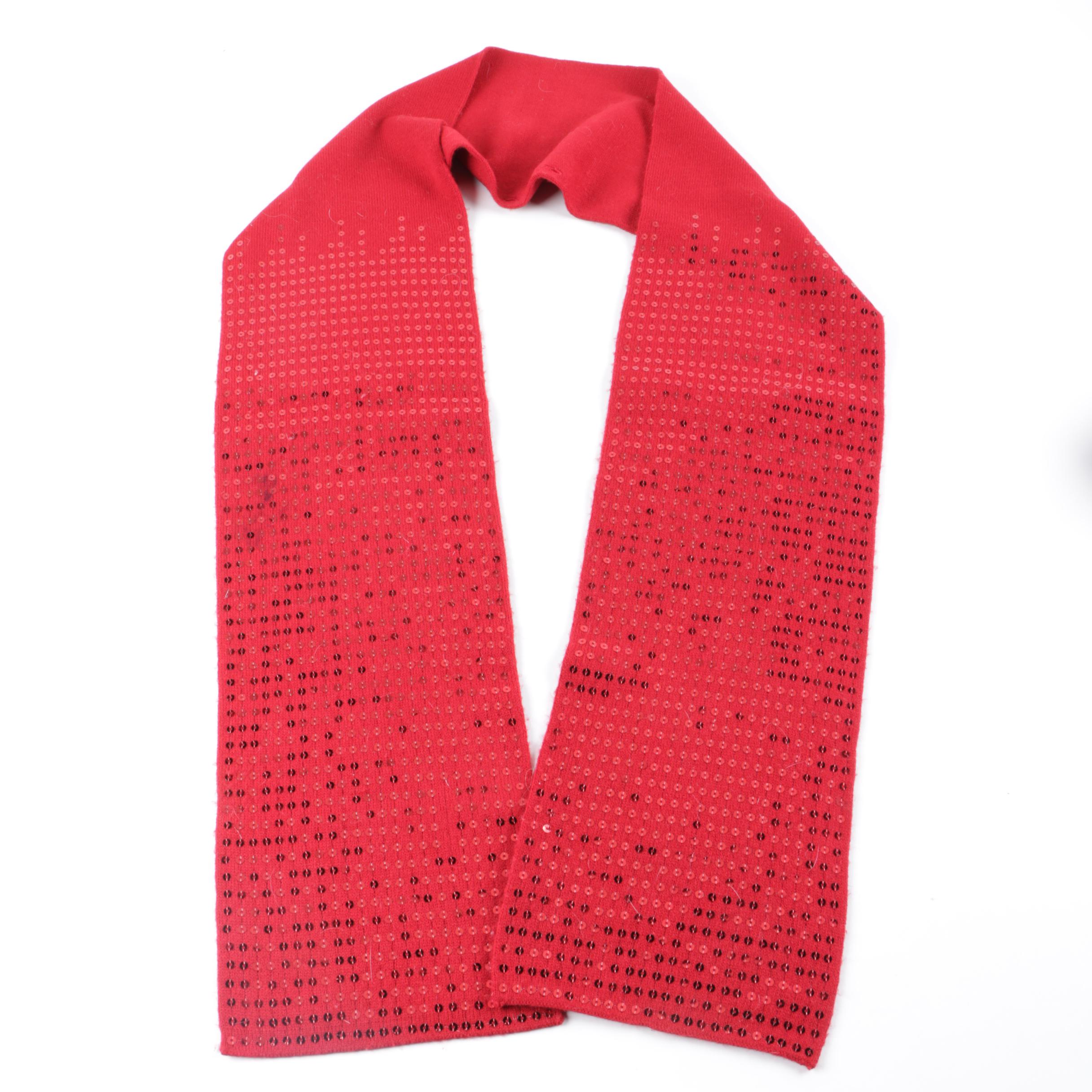 Red Pashmina and Sequined Fashion Scarves Including Iman