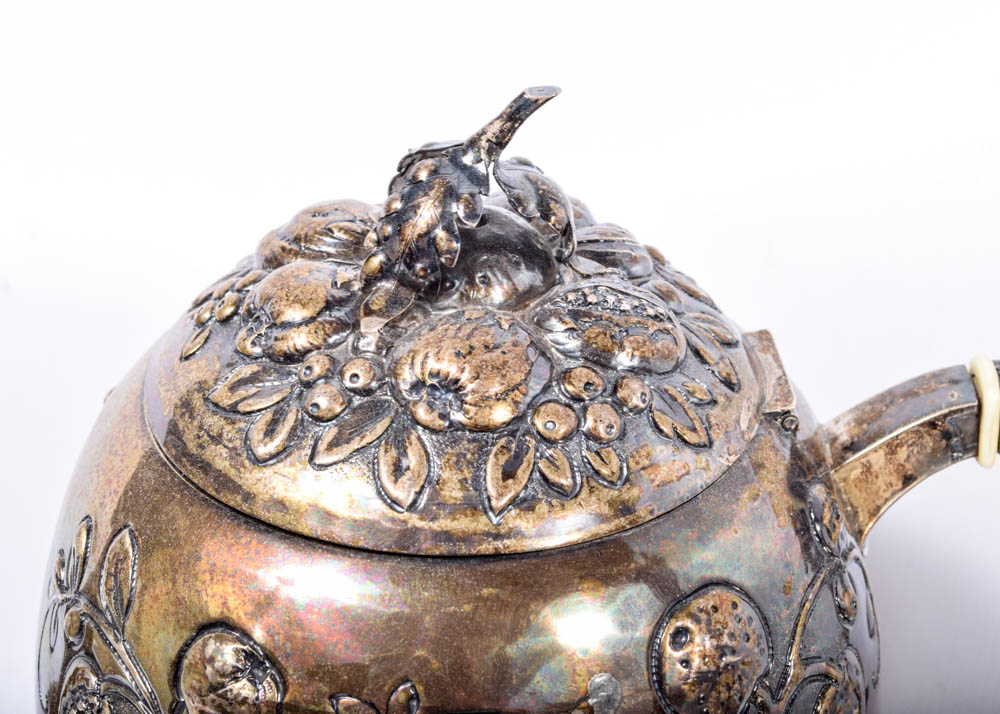 Vintage German Repoussé Hestermann Ernst 800 Silver Service From Germany