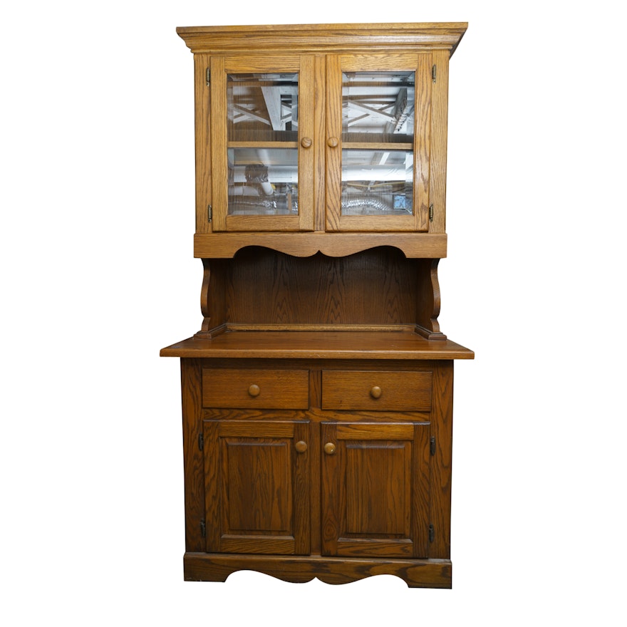 Oak Step-Back Hutch and Cabinet