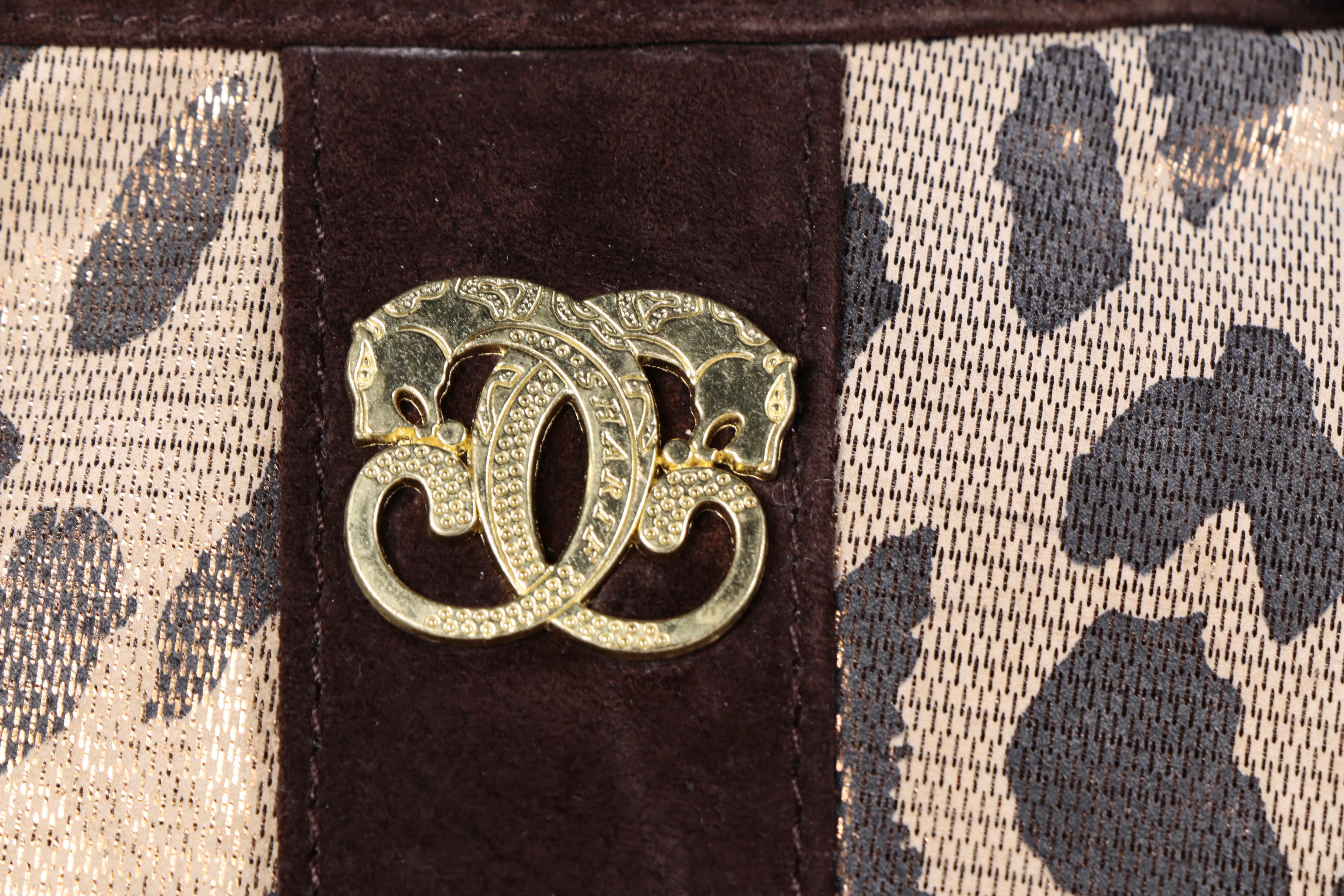 Women's Sharif Couture Brown Suede and Animal Print Jacket