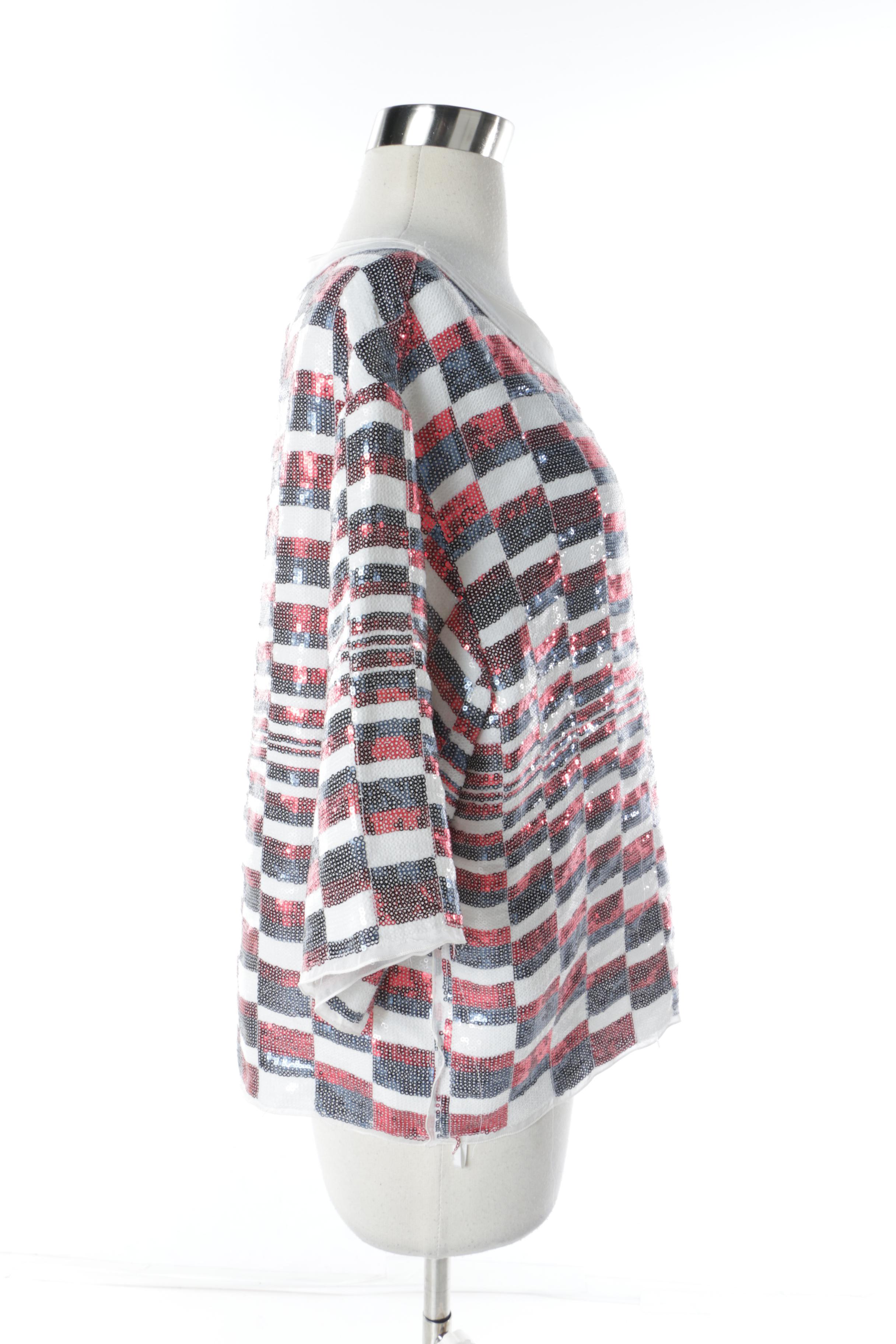 Dolce & Gabbana Quadri Check Sequined Blouse