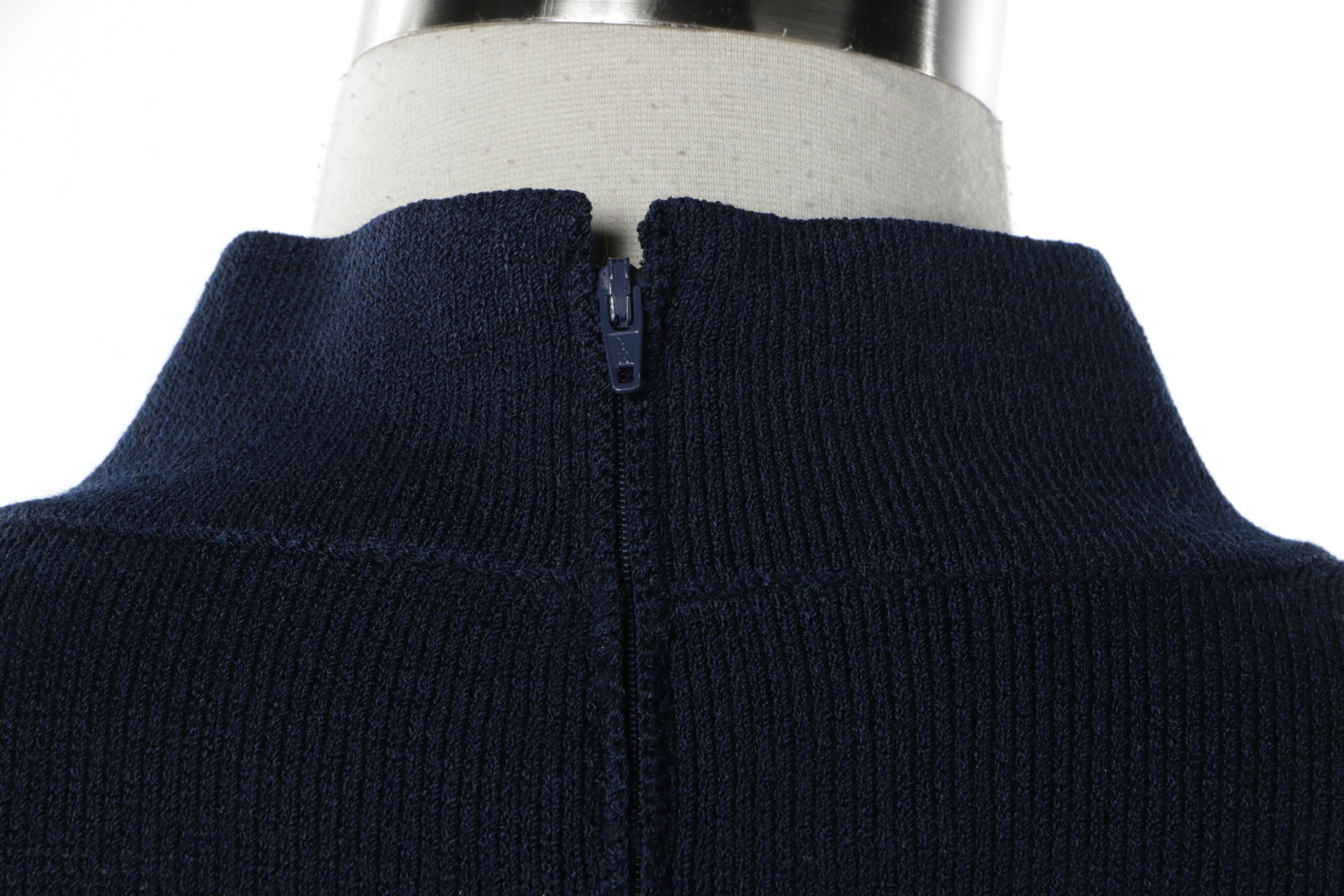 Women's St. John Basics Navy Knit Short Sleeve Mock Turtleneck Sweater