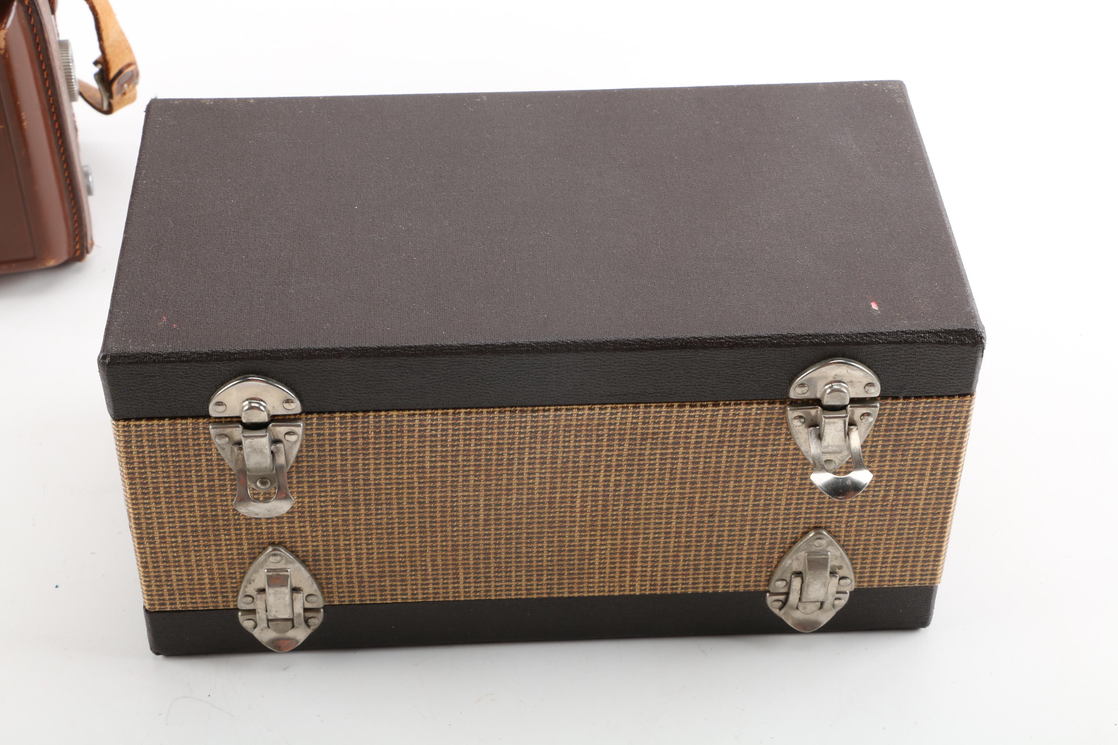 Rollieflex TLR Automat MX Camera, Argus 35mm Camera, and Slide Box