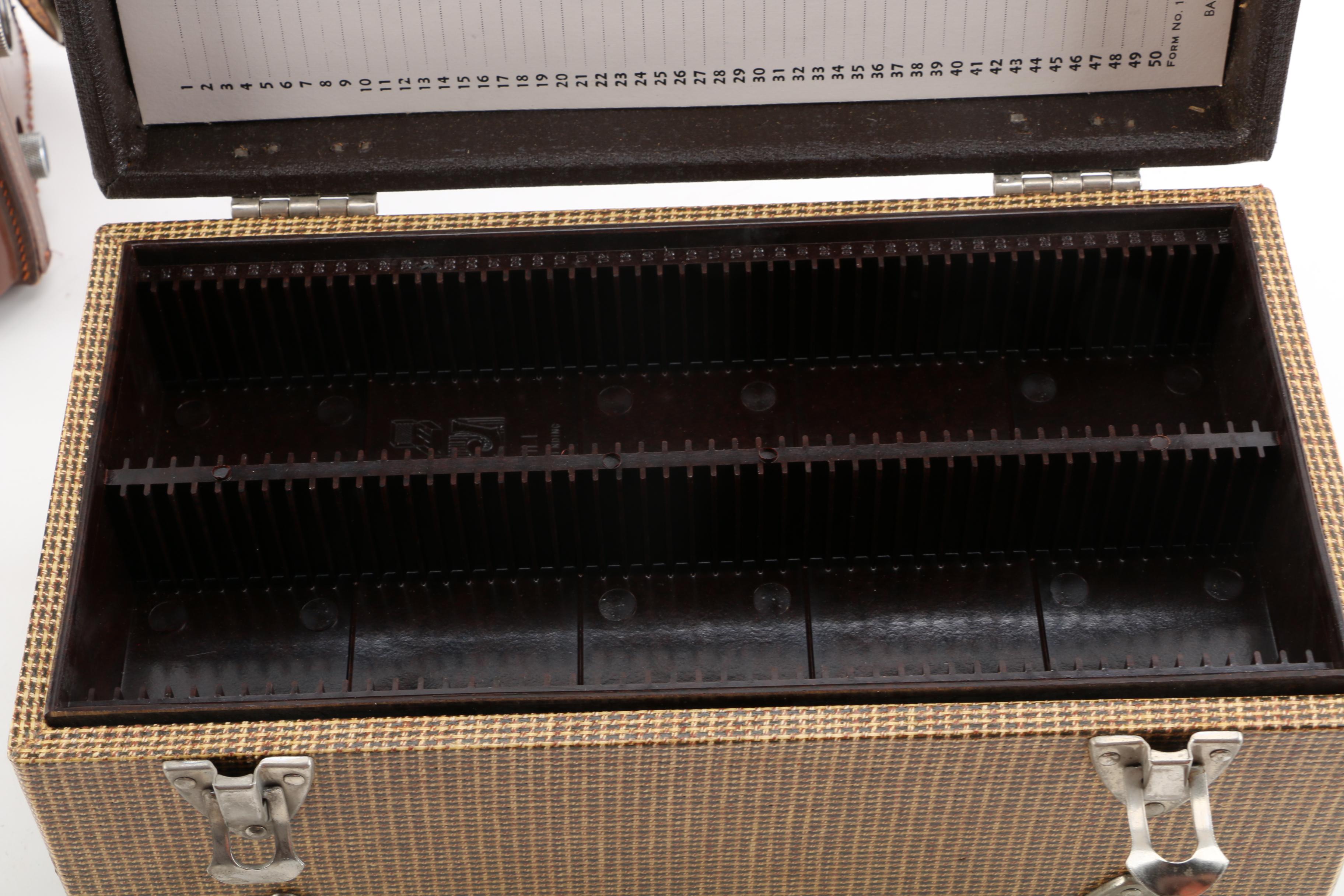 Rollieflex TLR Automat MX Camera, Argus 35mm Camera, and Slide Box