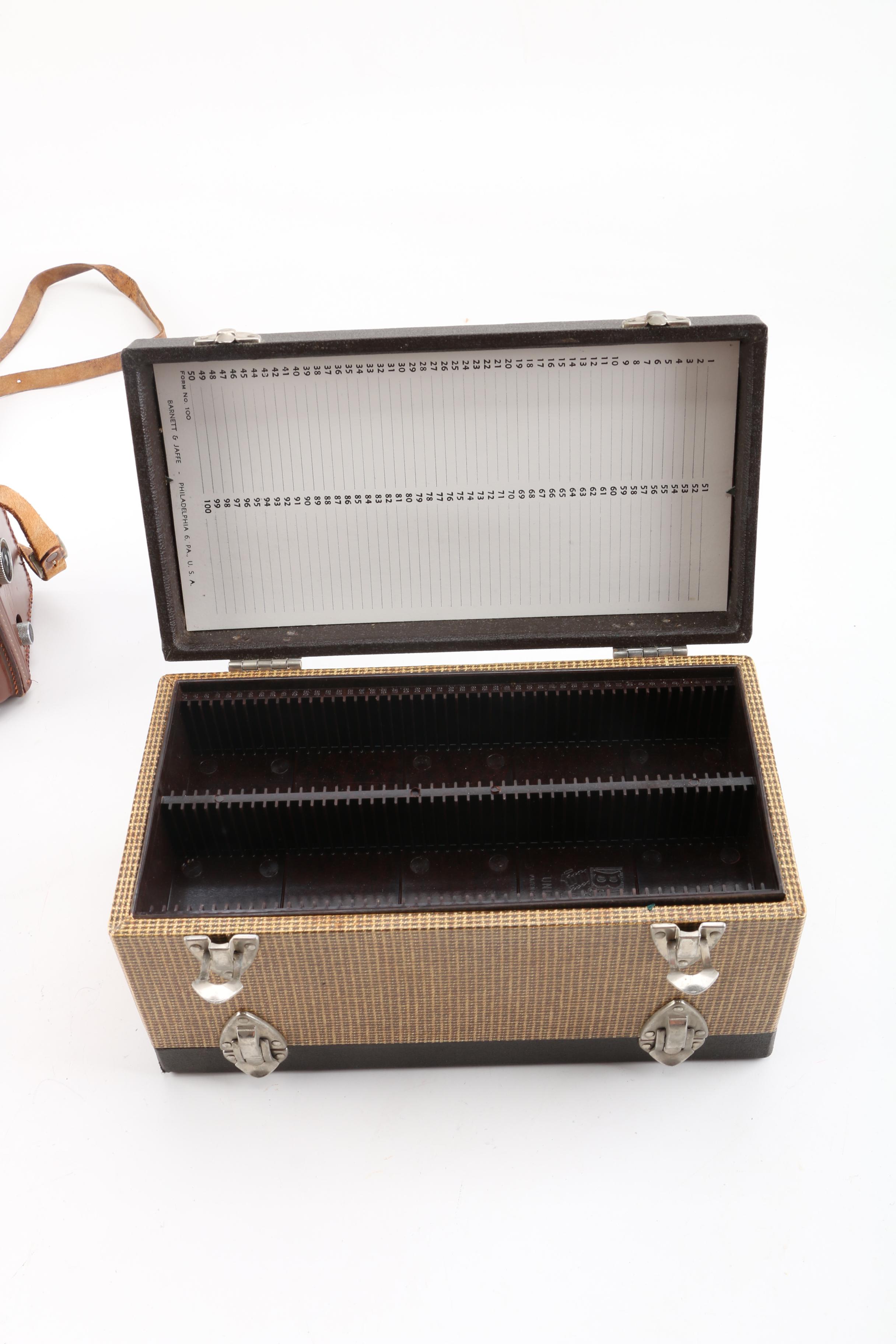 Rollieflex TLR Automat MX Camera, Argus 35mm Camera, and Slide Box