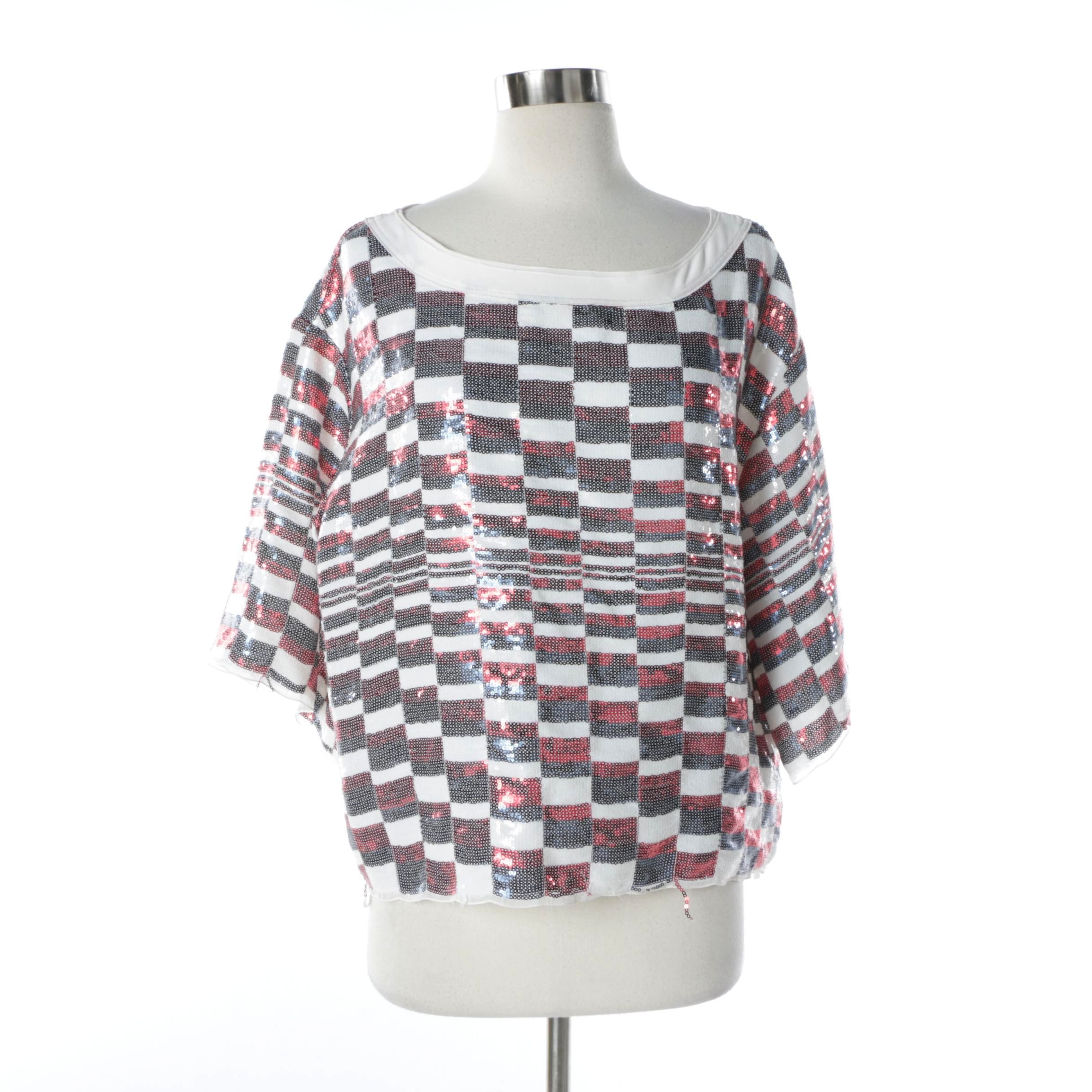 Dolce & Gabbana Quadri Check Sequined Blouse